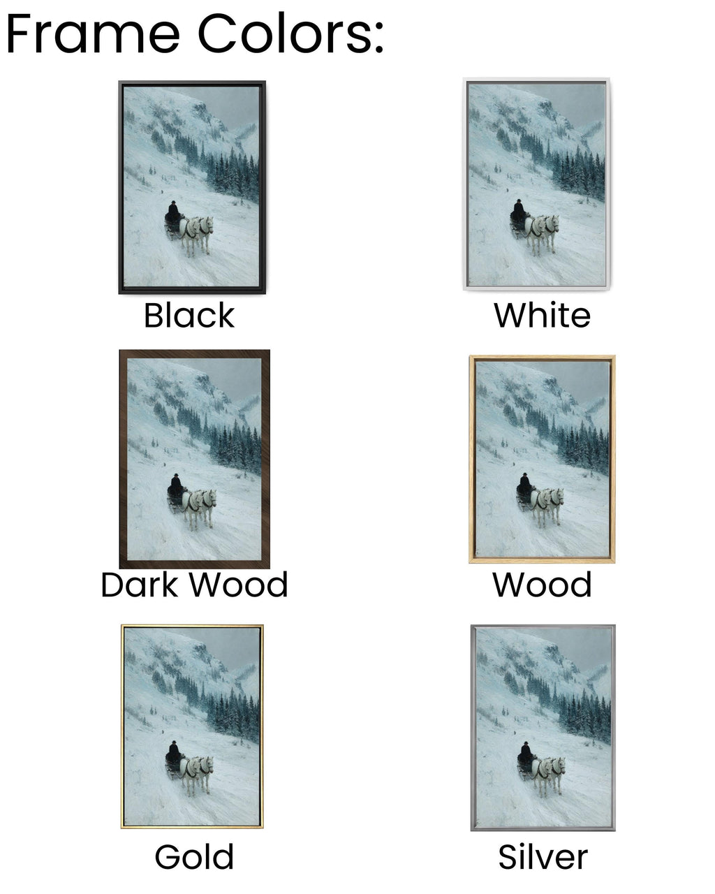 Winter Horse Sled Landscape Wall Art Print – Classic Impressionist Style Scenic Decor