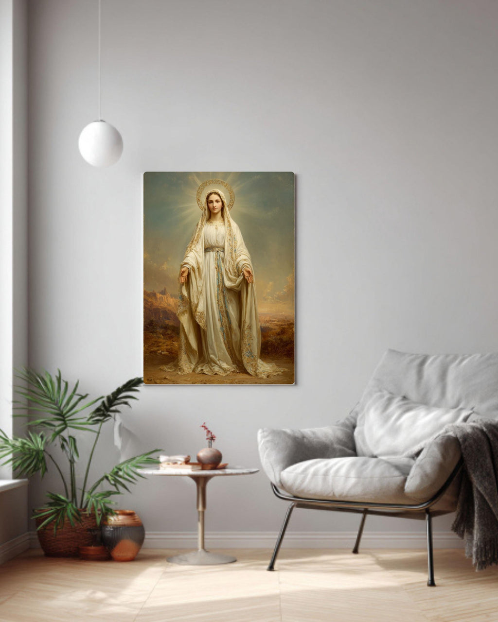 Virgin Mary Portrait Wall Art – Hyper-Realistic Catholic Religious Canvas Print