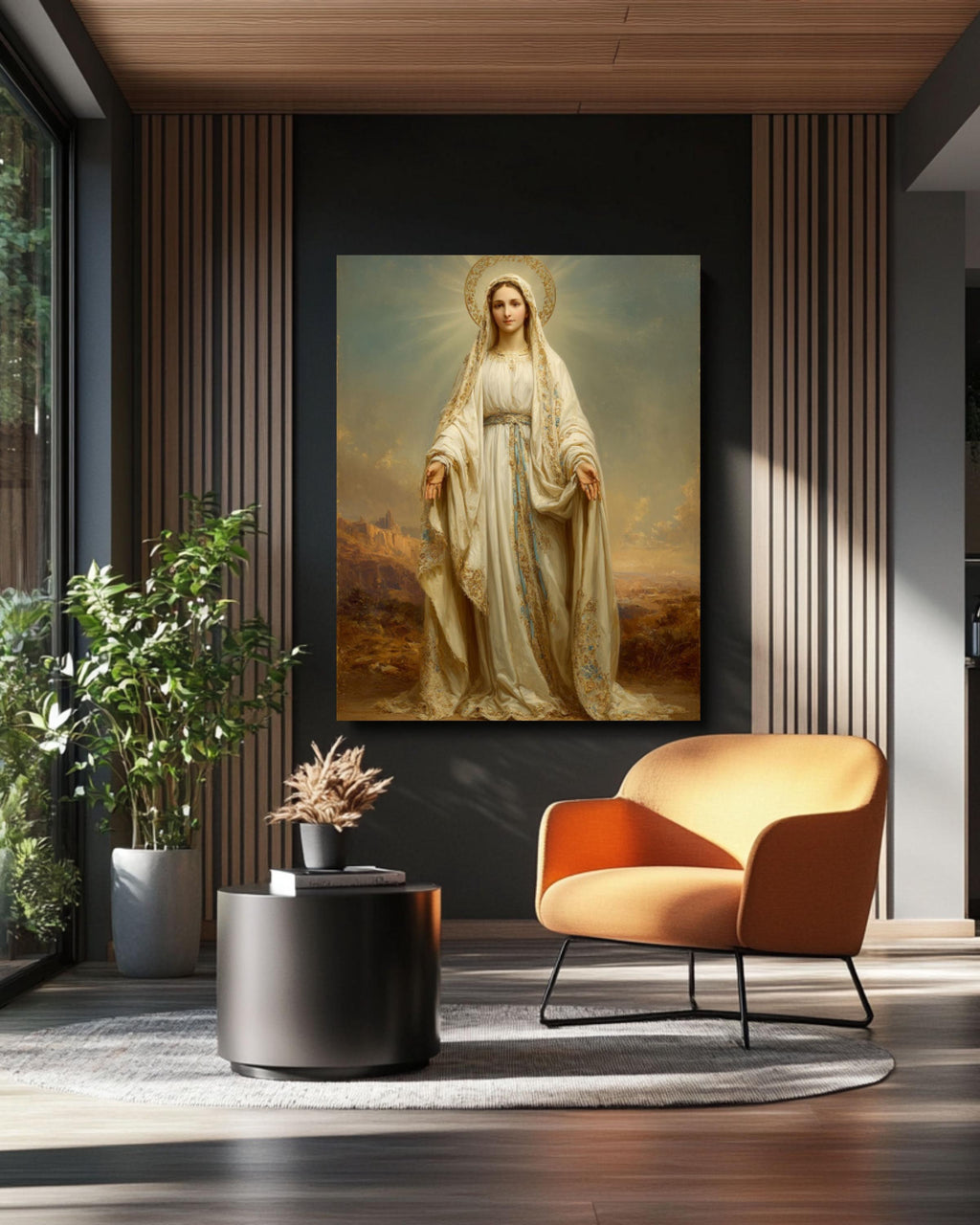 Virgin Mary Portrait Wall Art – Hyper-Realistic Catholic Religious Canvas Print