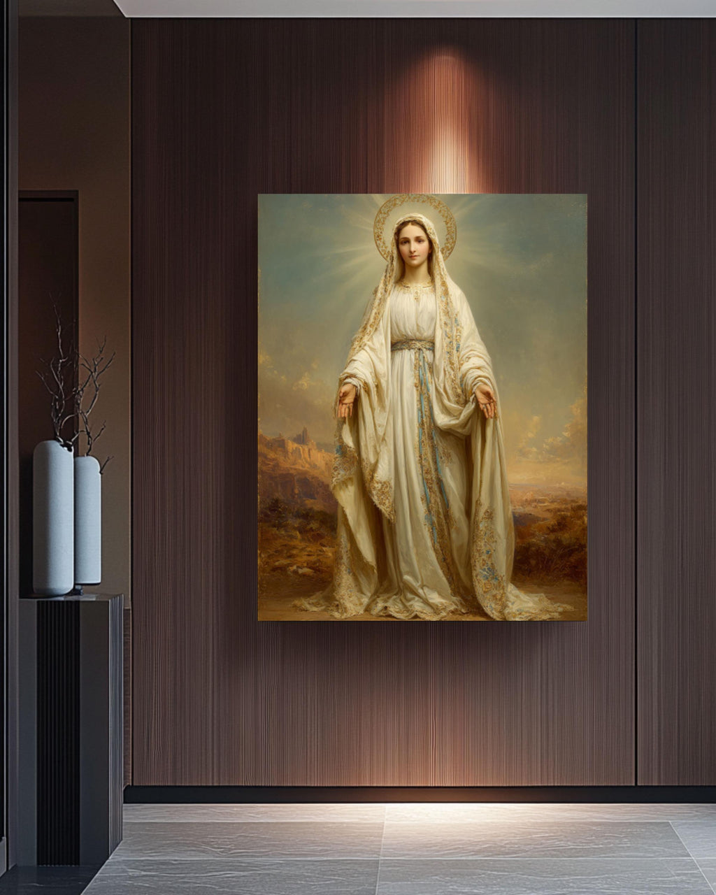 Virgin Mary Portrait Wall Art – Hyper-Realistic Catholic Religious Canvas Print