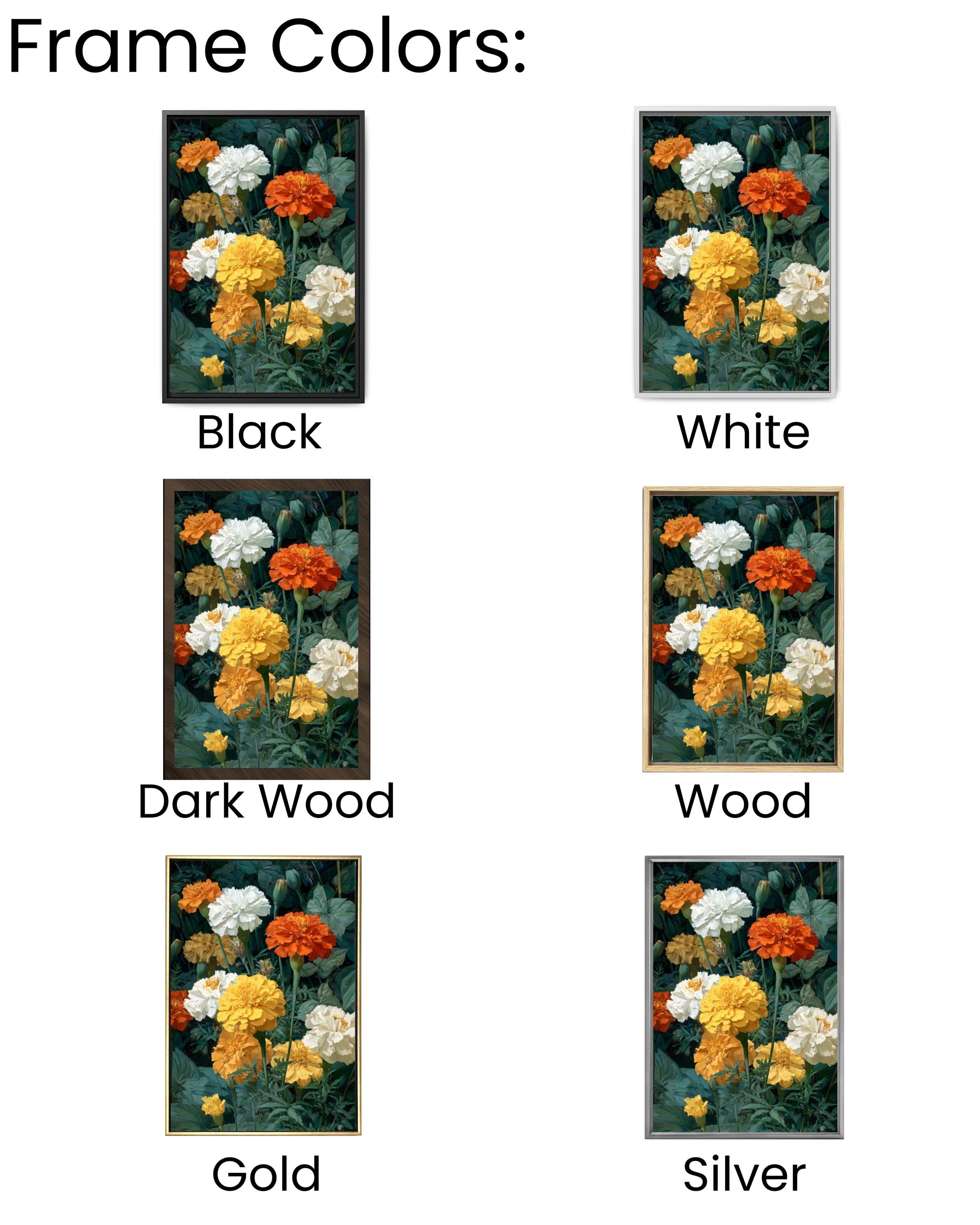 Marigold Floral Oil Painting Wall Art – Botanical Flower Canvas Print
