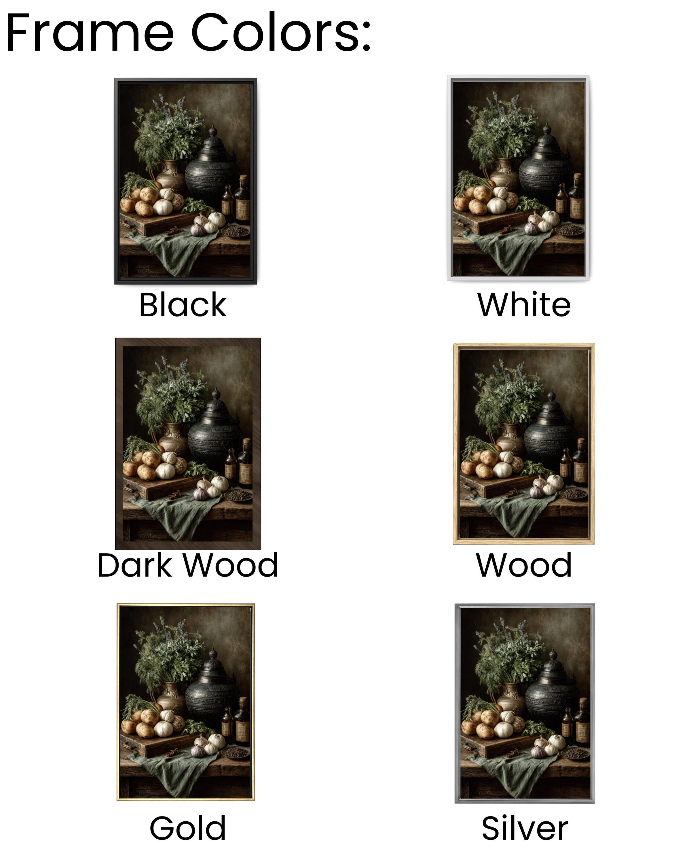 Old Master Still Life Wall Art – Herbs & Vegetables Rustic Kitchen Painting