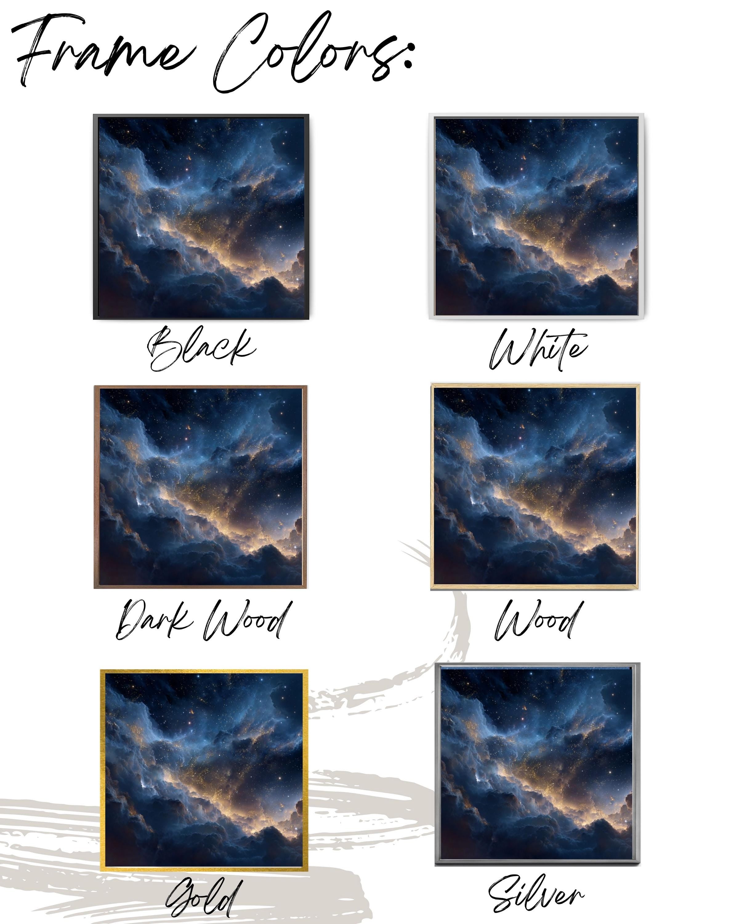 Celestial Starry Sky Art – Dark Blue & Gold Wall Decor