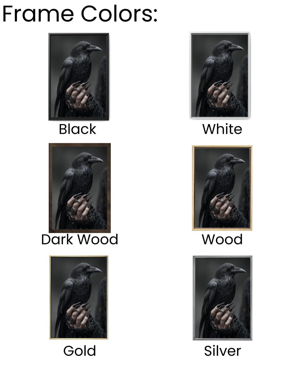 Gothic Raven Hand Wall Art – Dark Surreal Poster or Canvas Print
