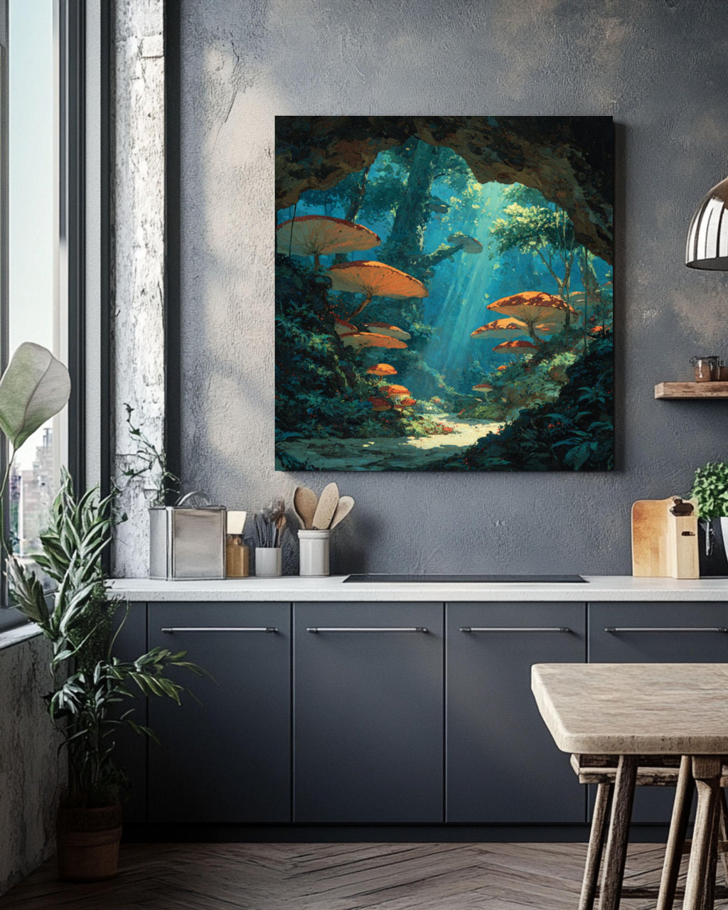Alien Forest Canvas Art – Vibrant Mushroom Sci-Fi Wall Decor