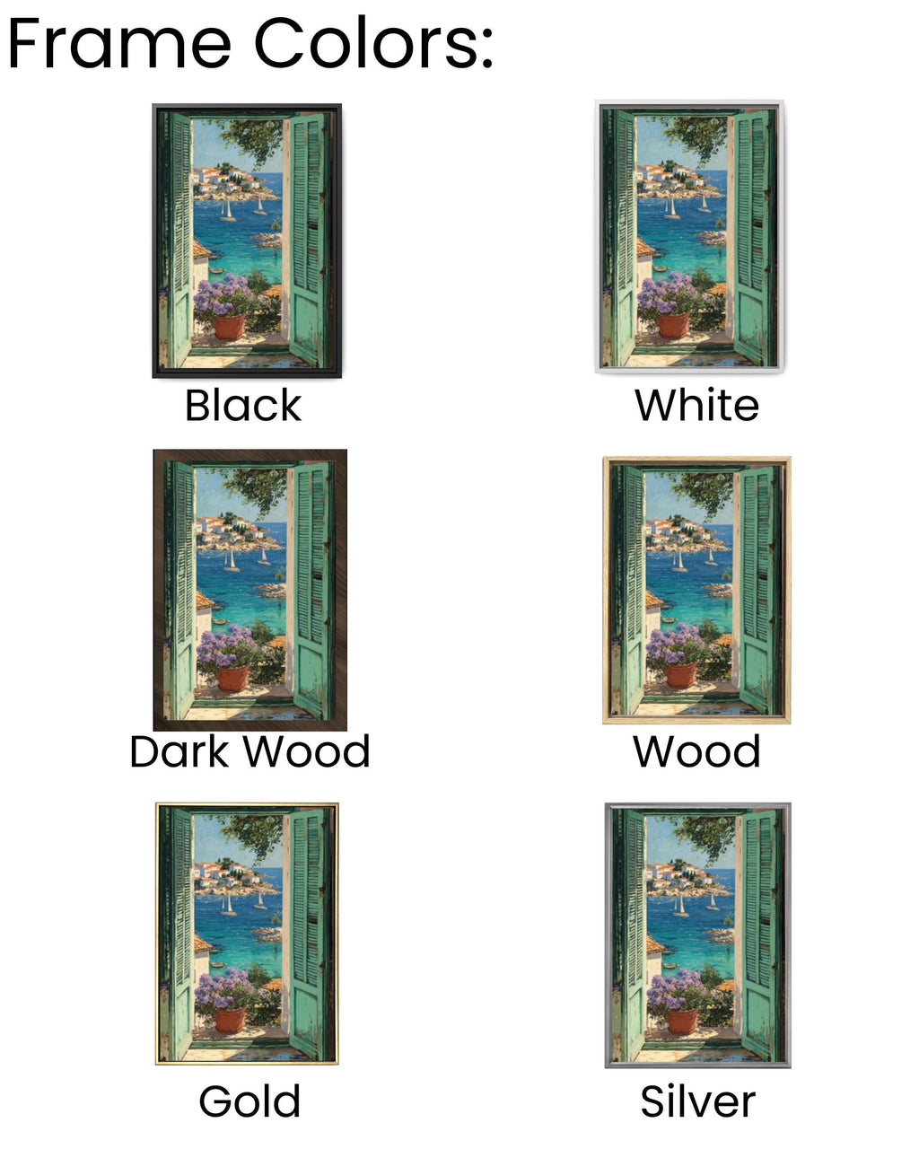 Matisse-Inspired Coastal Wall Art – Sea View with Sailboats & Green Shutters