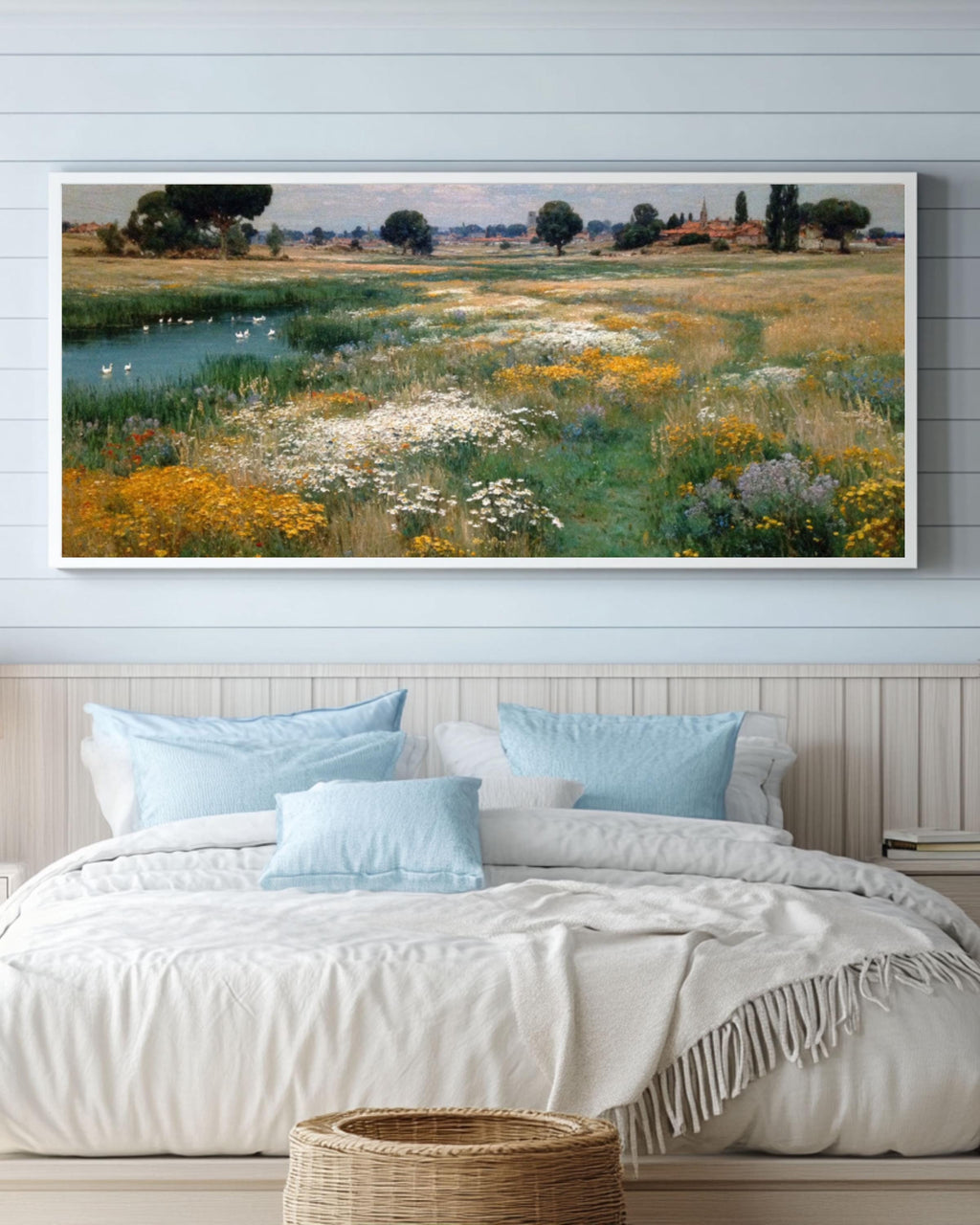 Childe Hassam Style Meadow Wall Art – Impressionist Wildflower Landscape Print