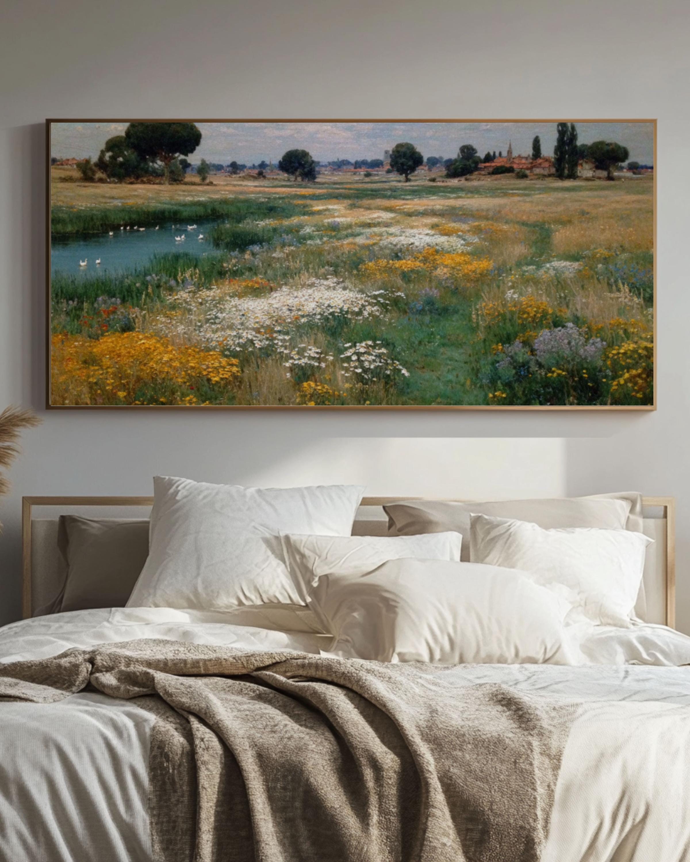 Childe Hassam Style Meadow Wall Art – Impressionist Wildflower Landscape Print