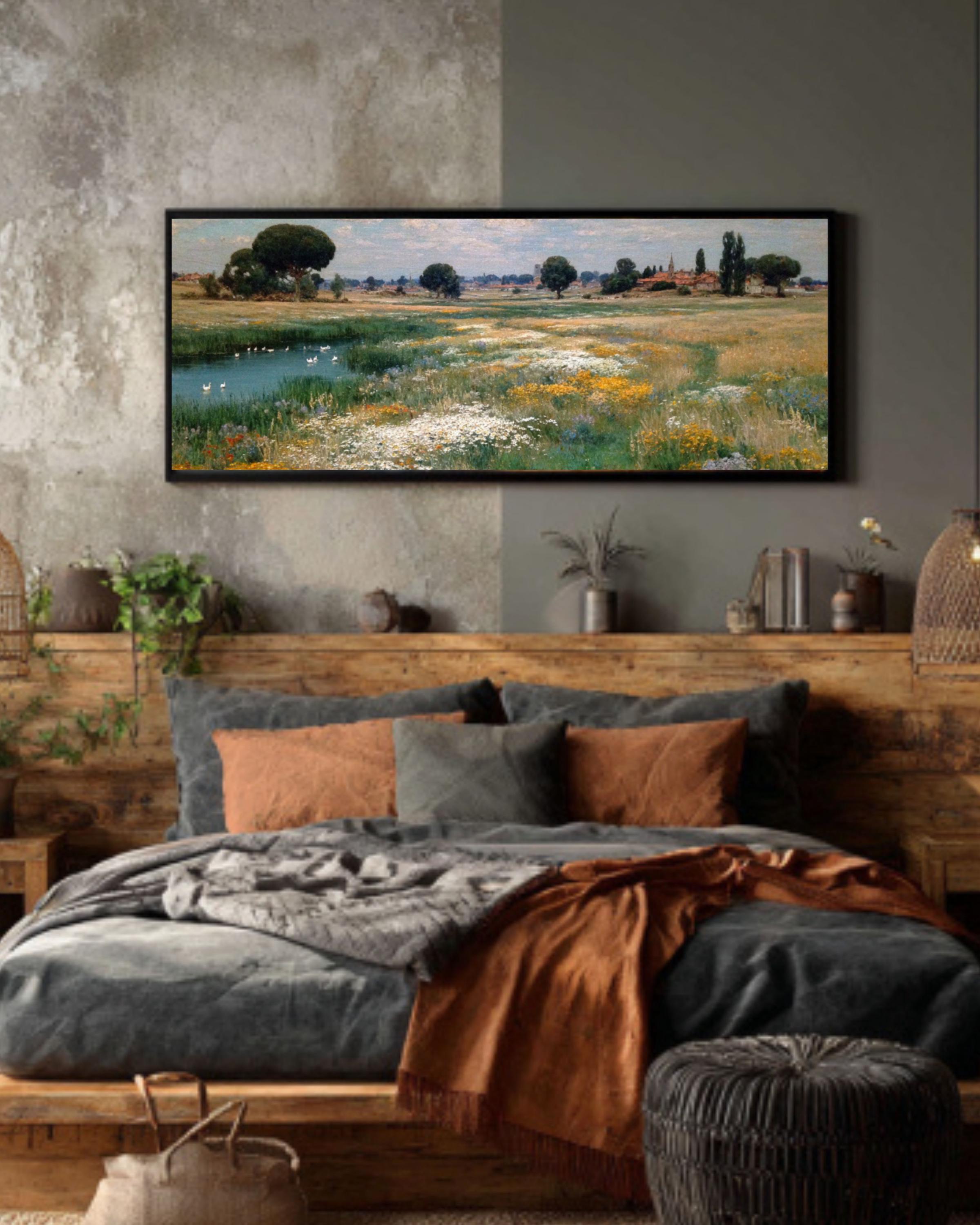 Childe Hassam Style Meadow Wall Art – Impressionist Wildflower Landscape Print