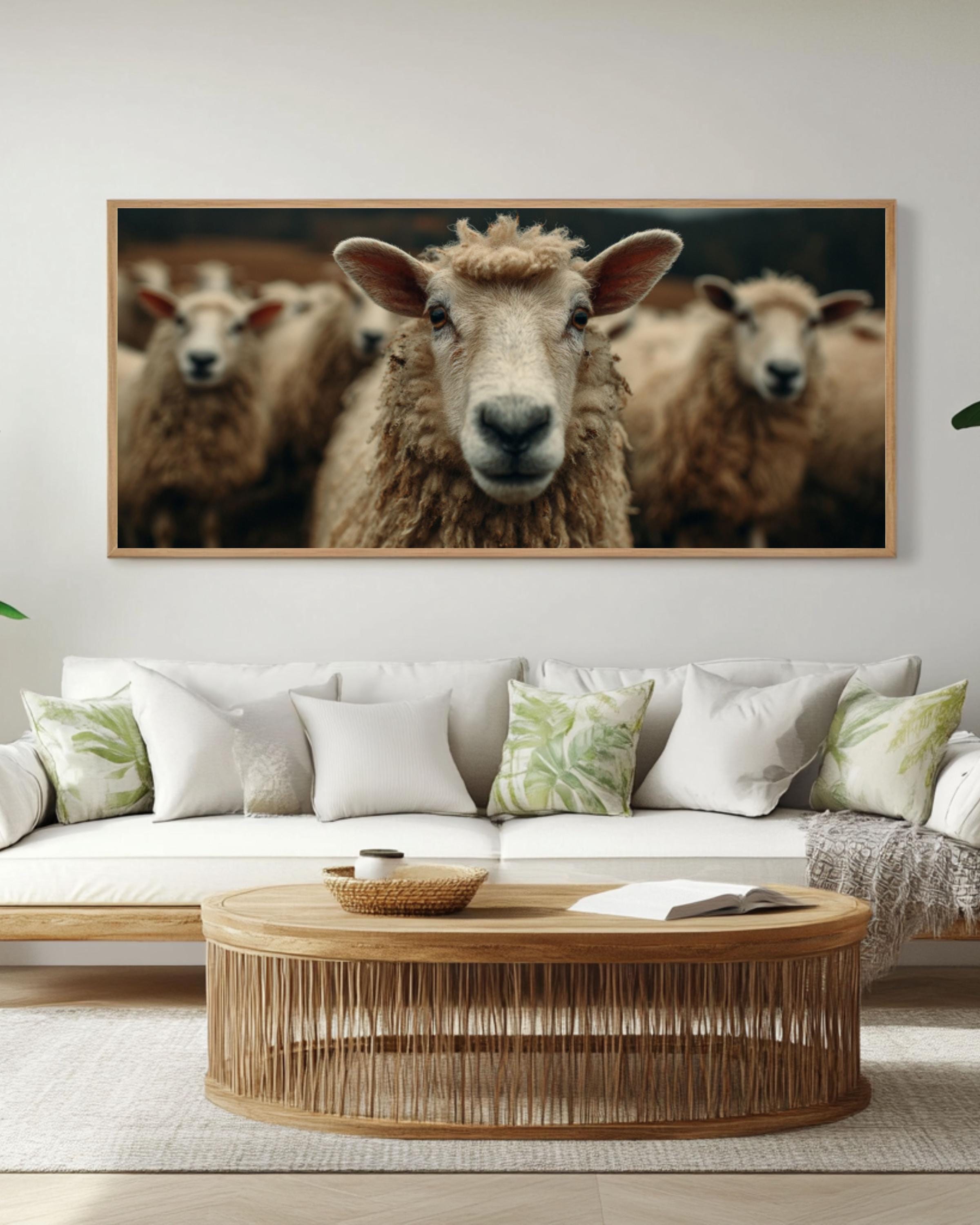 Vintage Sheep Portrait Wall Art – Farmhouse Canvas or Framed Print