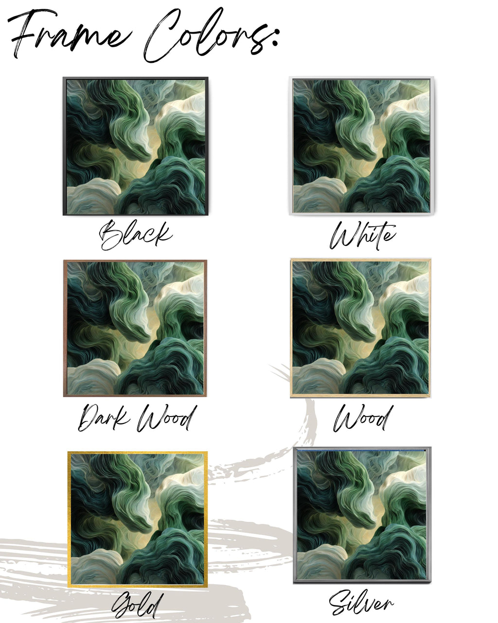 Green and Gray Abstract Wall Art – Fluid Organic Modern Canvas