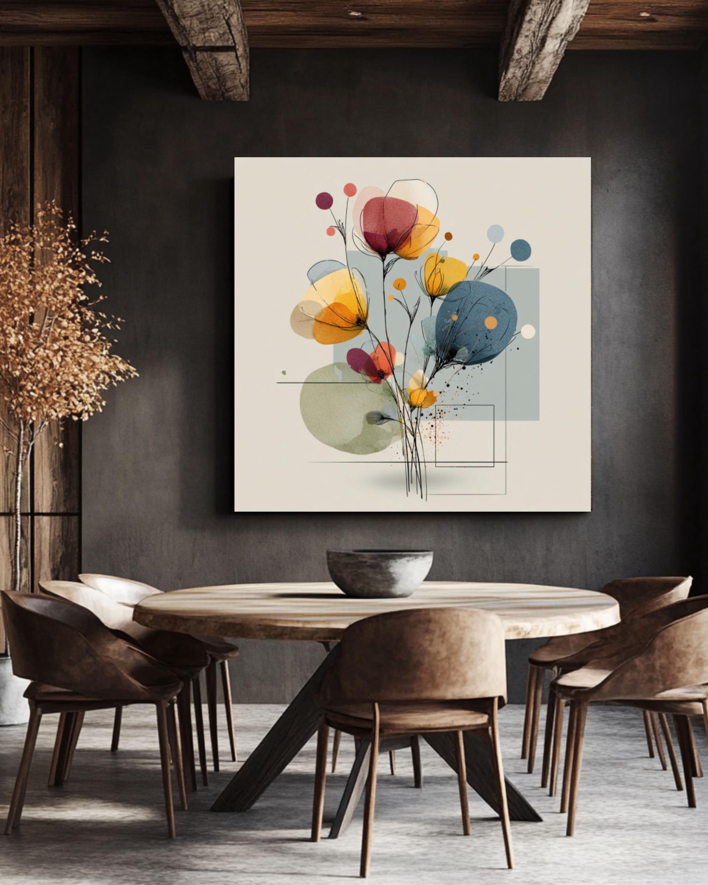 Abstract Pastel Floral Line Art Wall Print for Modern Home Decor