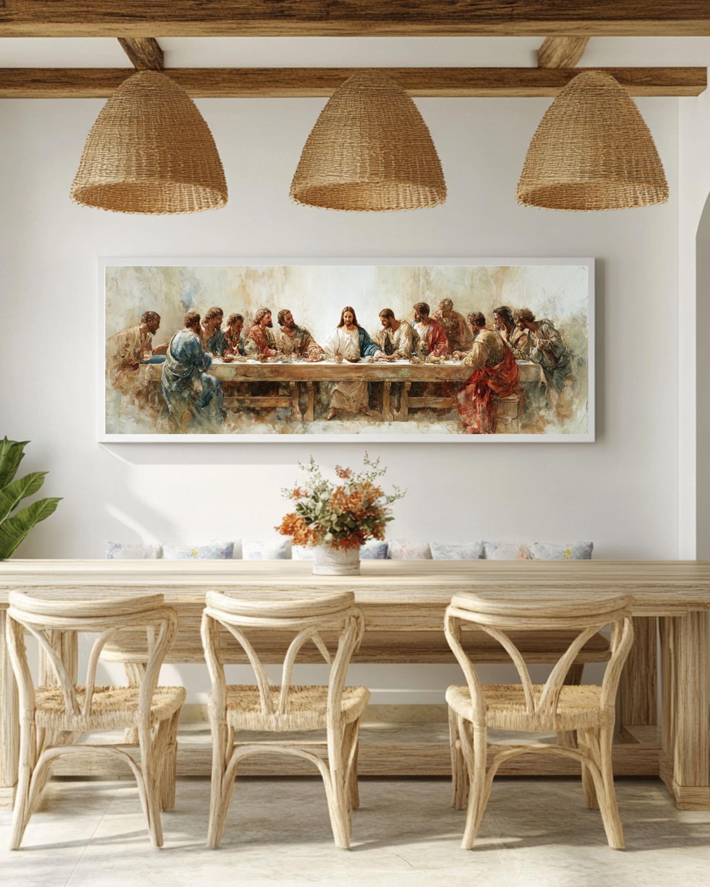 last supper bible wall art christian watercolor decor