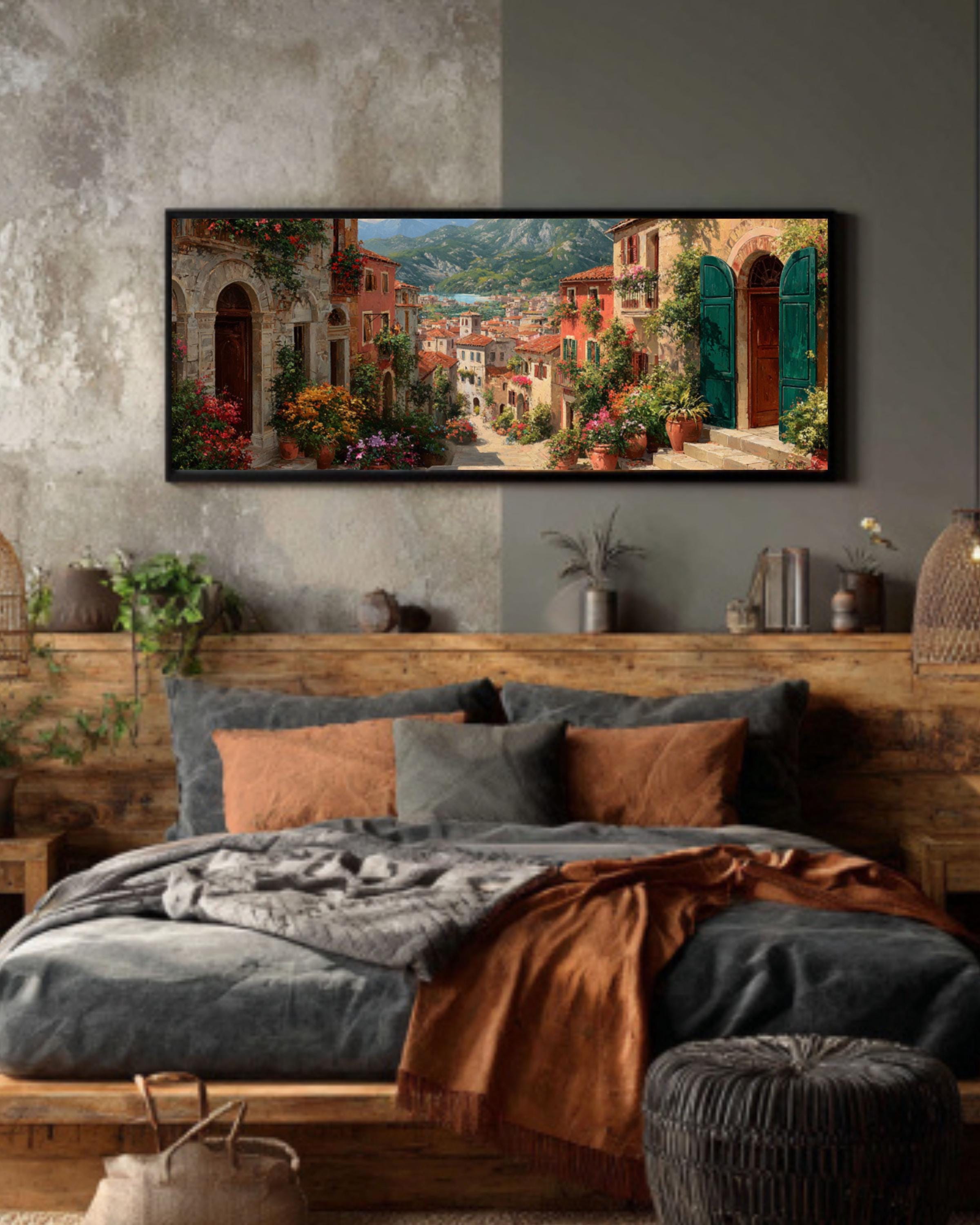 Italian Village Wall Art – Floral Doorway Cottage Canvas Print