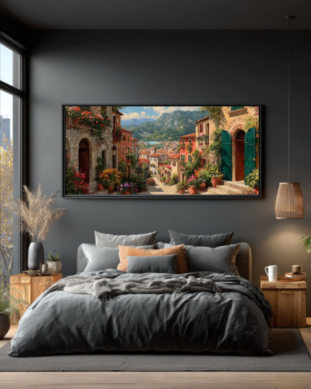 Italian Village Wall Art – Floral Doorway Cottage Canvas Print