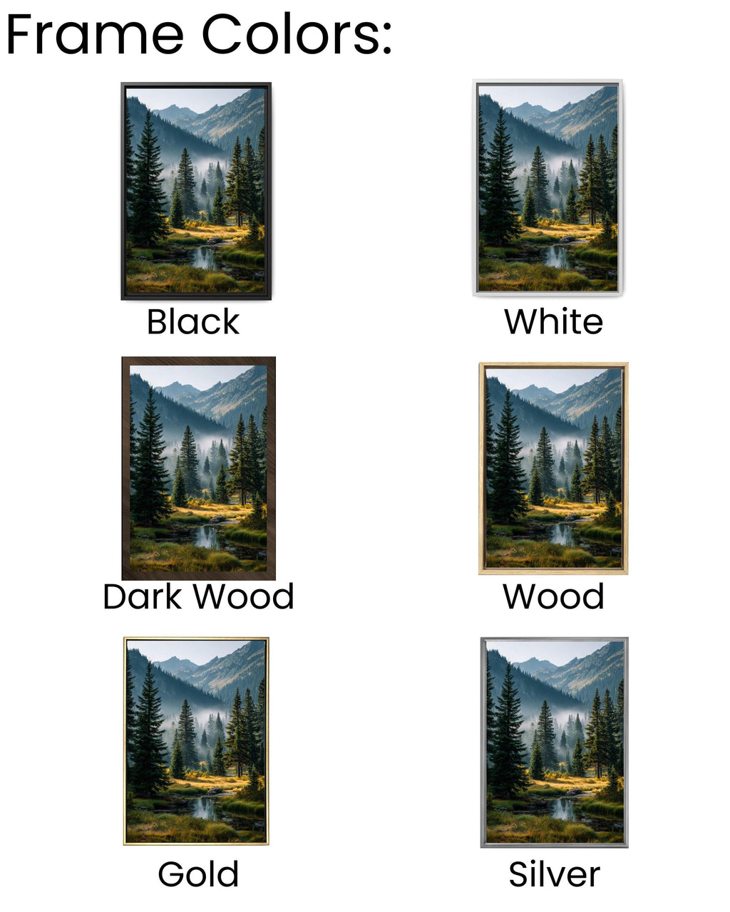 Misty Pine Forest Landscape Wall Art – Washington Mountain Lake Nature Print