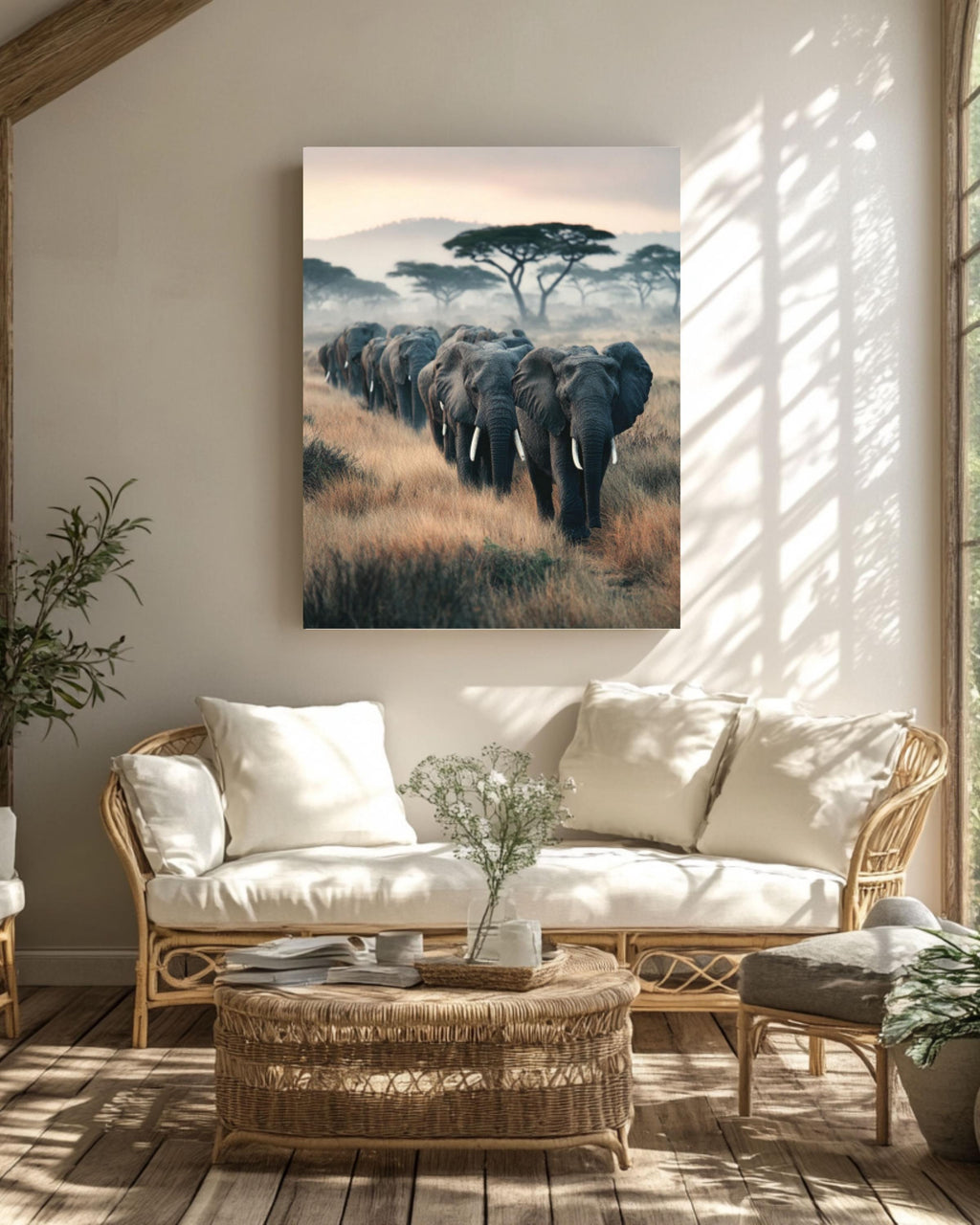 Elephant Herd African Savanna Wall Art – Elegant Wildlife Photo Print