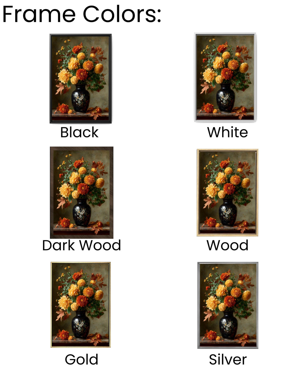 Autumn Floral Still Life Canvas Art – Marigold and Chrysanthemum Painting