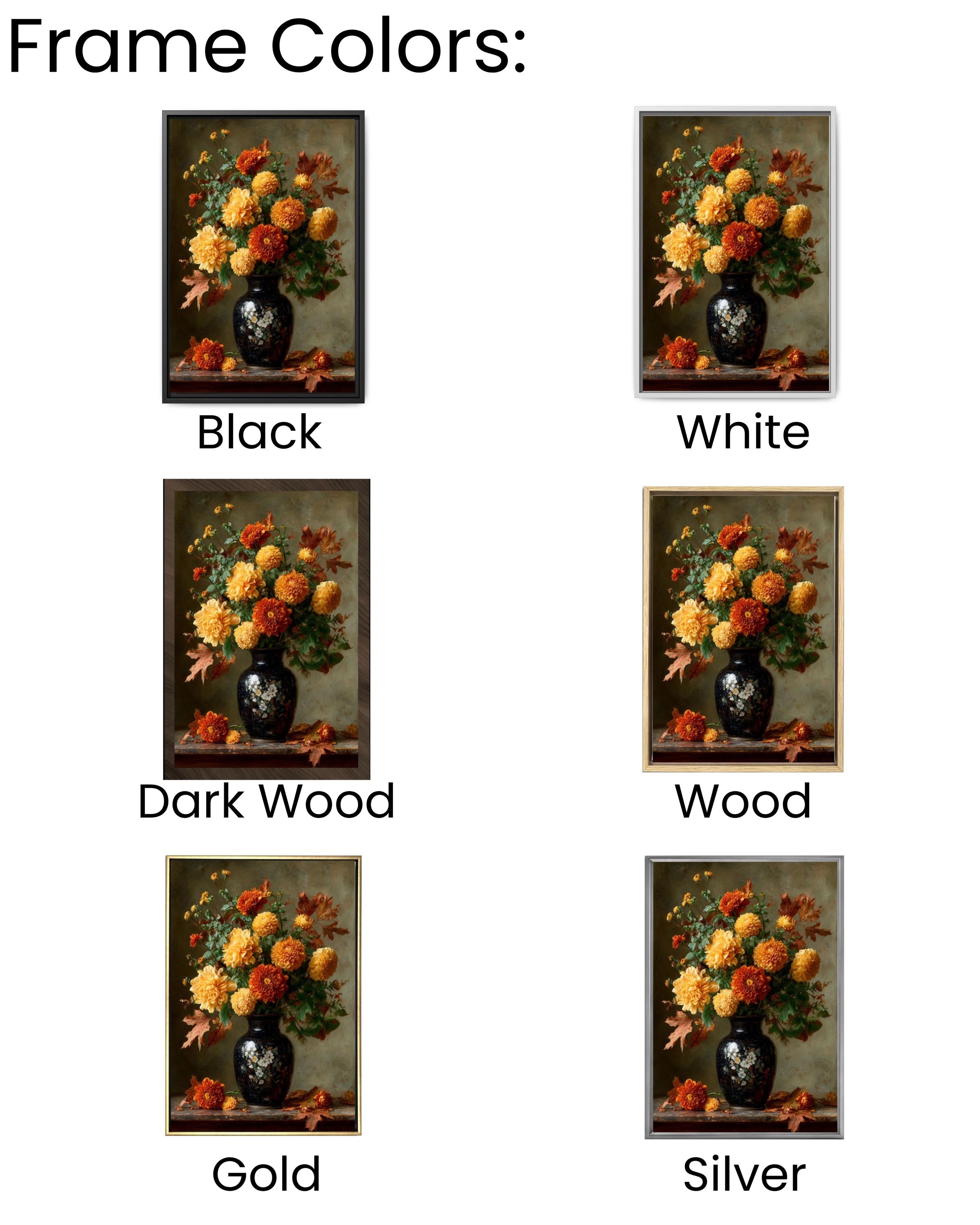 Autumn Floral Still Life Canvas Art – Marigold and Chrysanthemum Painting