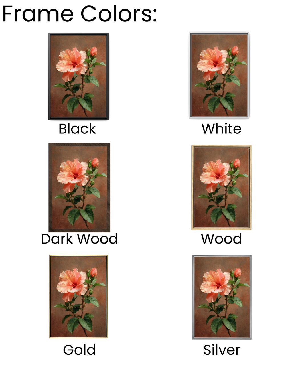 Peach Hibiscus Botanical Canvas Wall Art – Vintage Floral Home & Office Decor