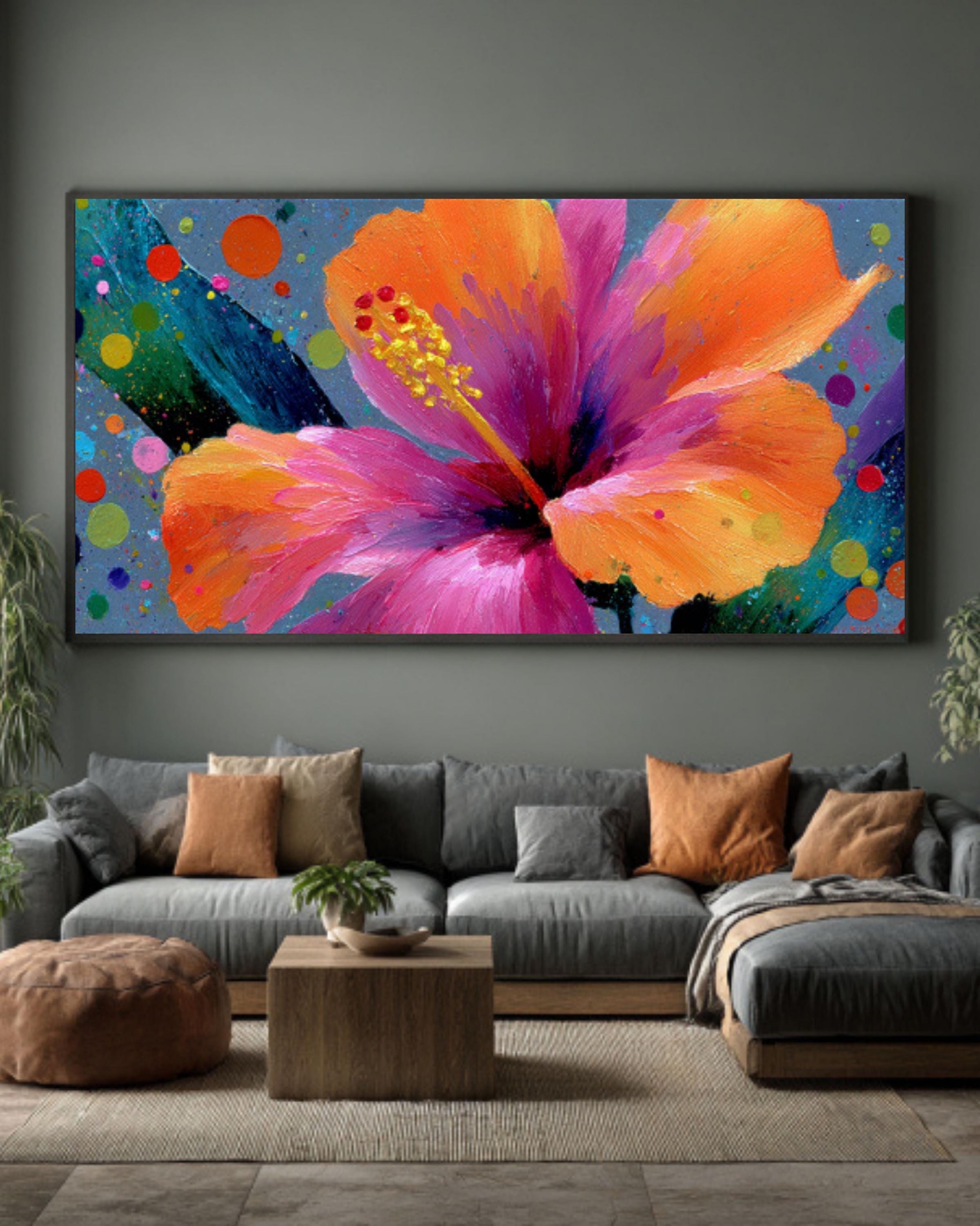 abstract hibiscus canvas print bold floral wall art