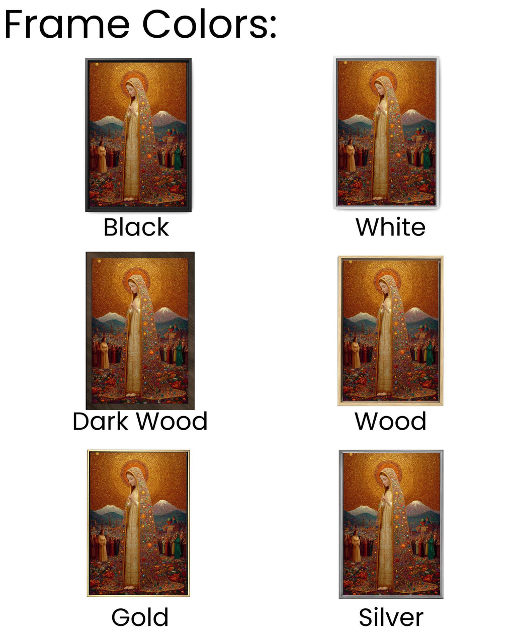 Virgin Mary Gold Halo Wall Art – Klimt-Inspired Religious Portrait Print