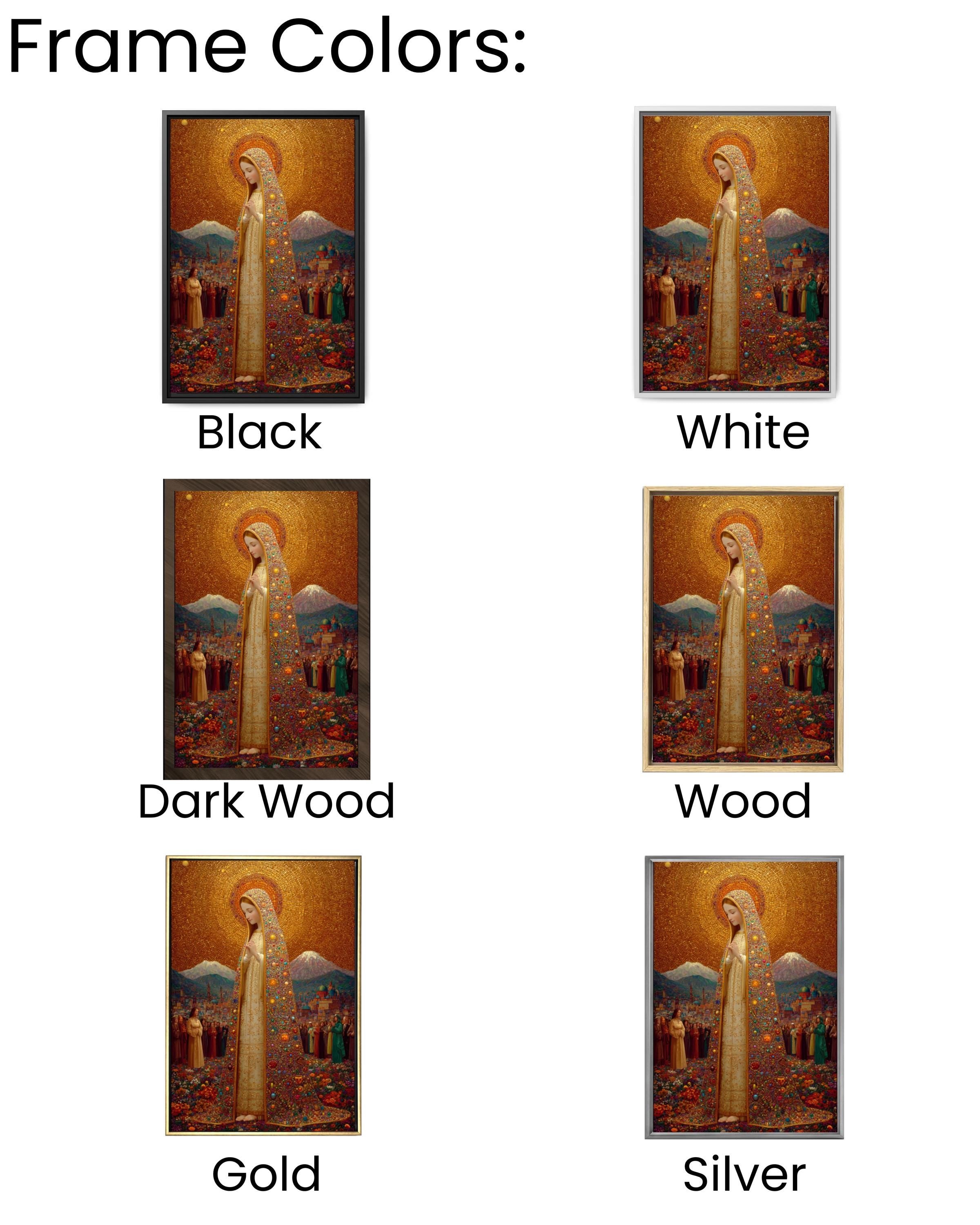 Virgin Mary Gold Halo Wall Art – Klimt-Inspired Religious Portrait Print