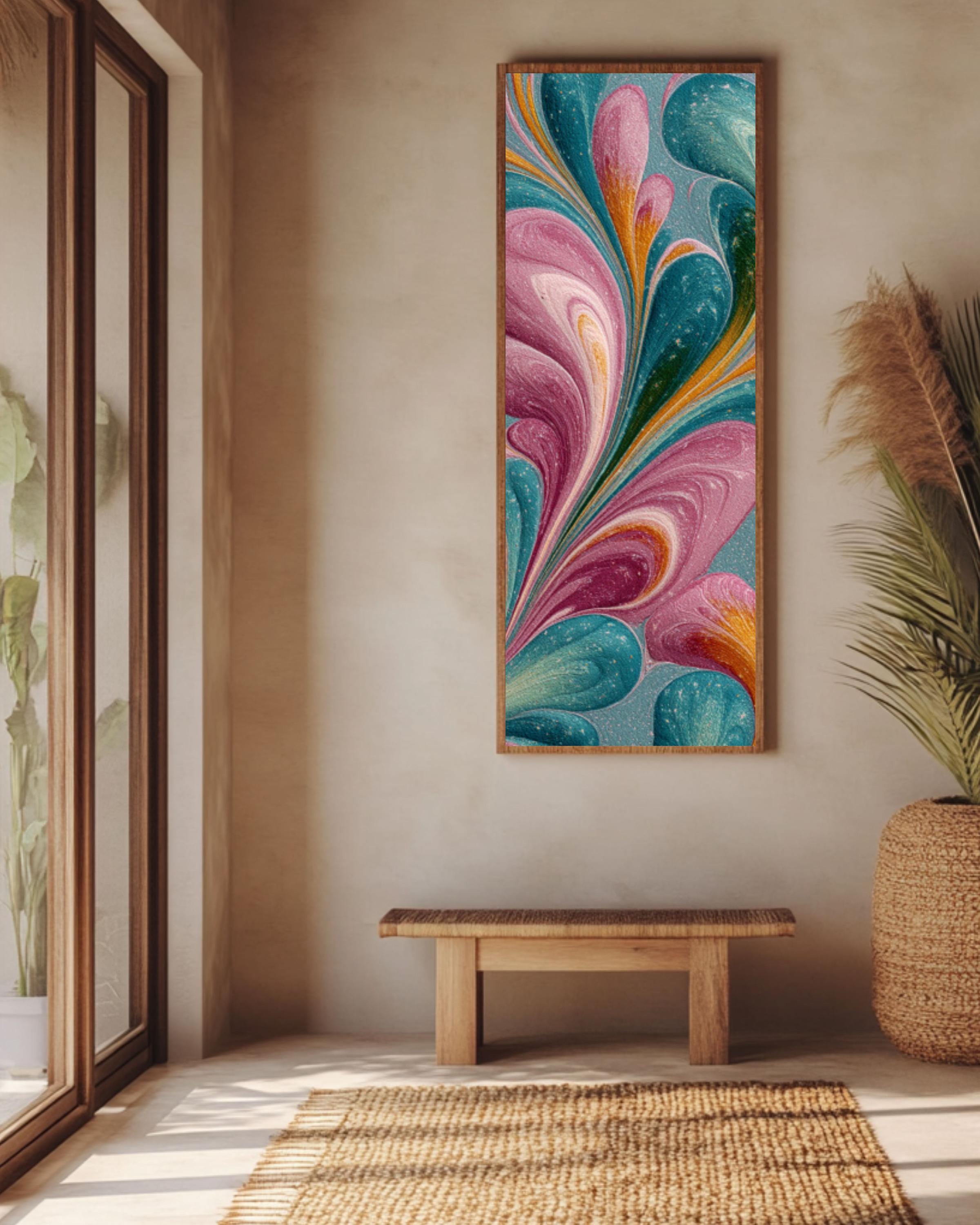 Boho Pastel Marbled Wall Art – Vintage Paper Canvas Print