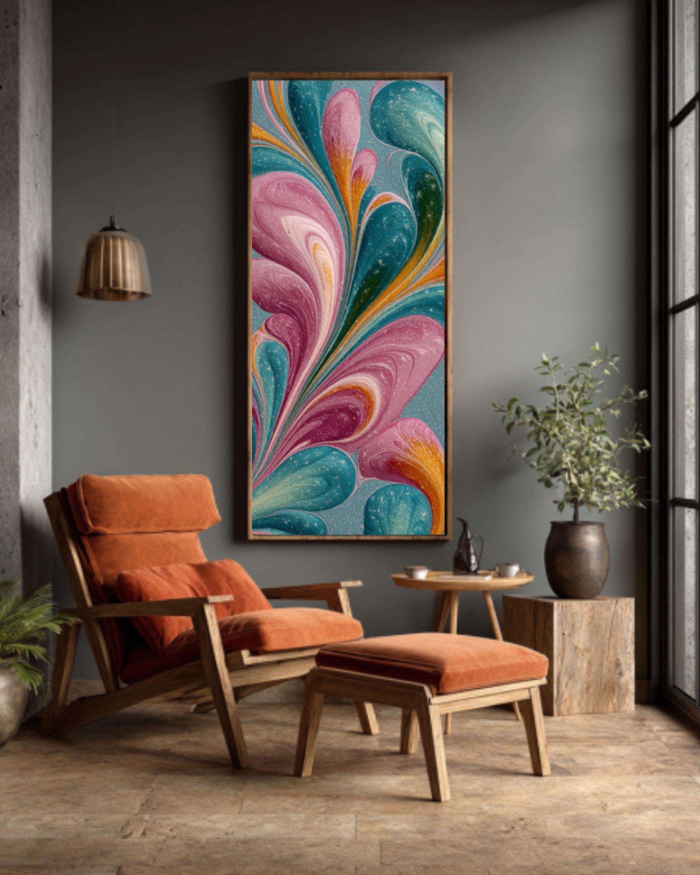 Boho Pastel Marbled Wall Art – Vintage Paper Canvas Print