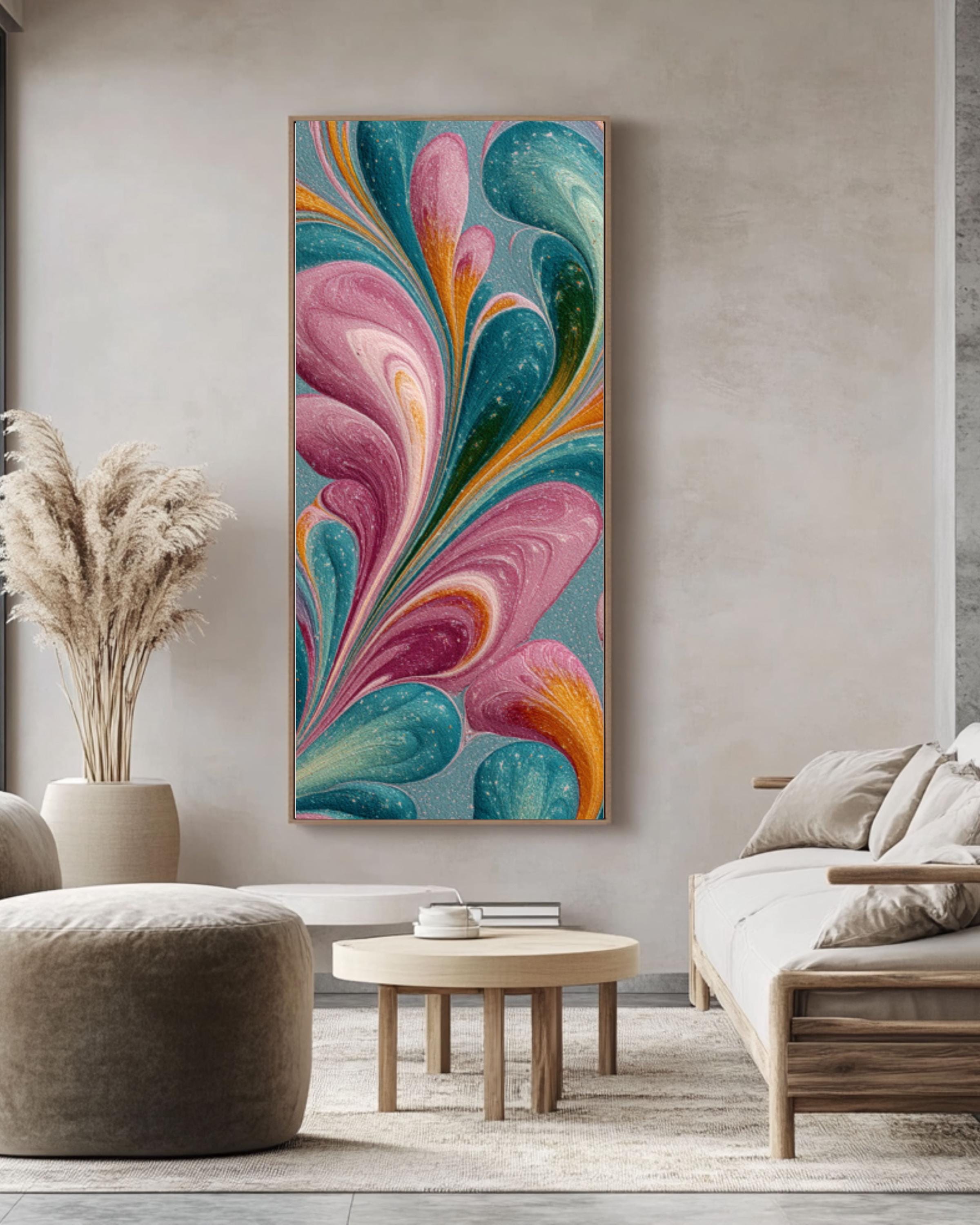Boho Pastel Marbled Wall Art – Vintage Paper Canvas Print
