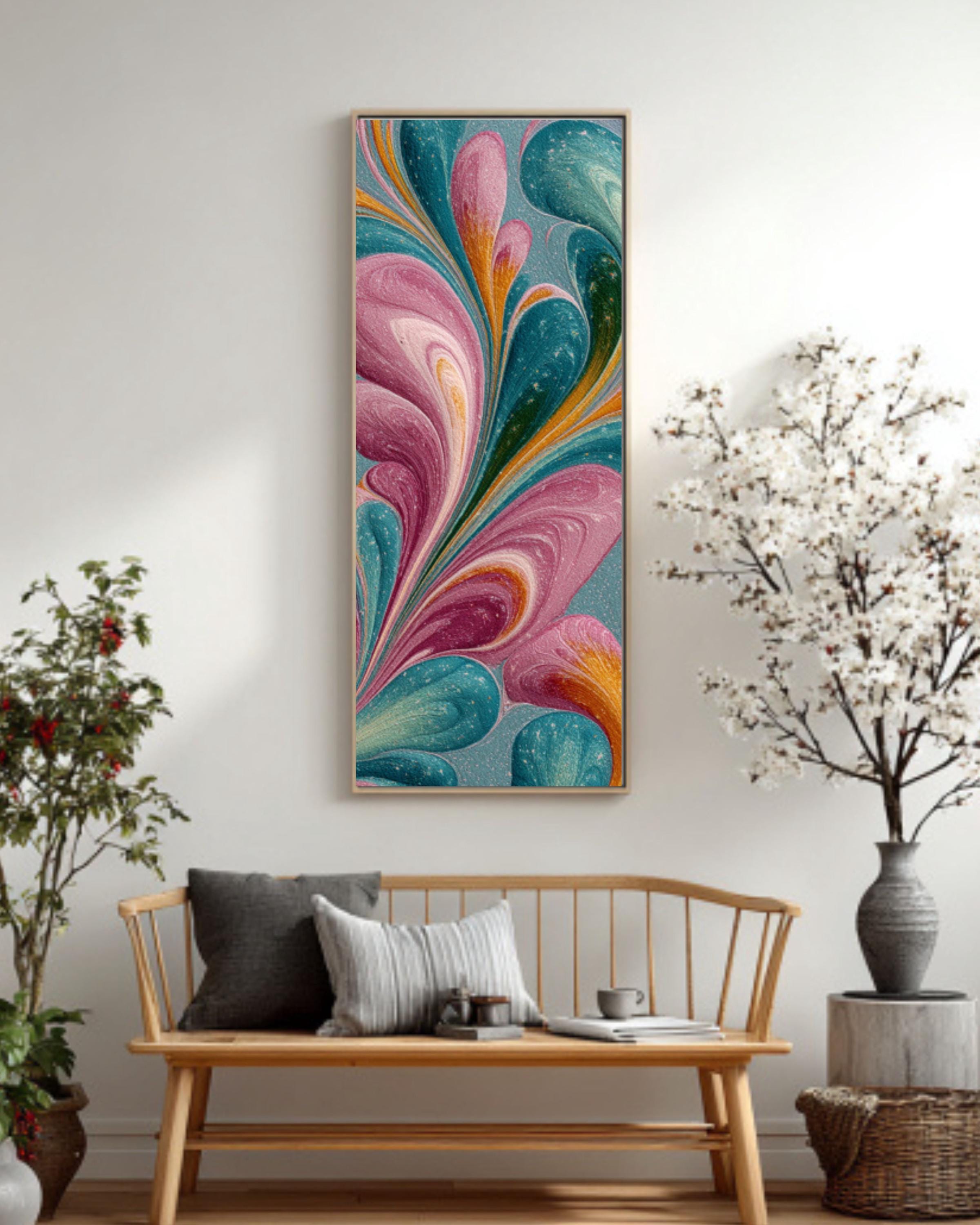 vintage marbled paper art print pastel swirls boho décor