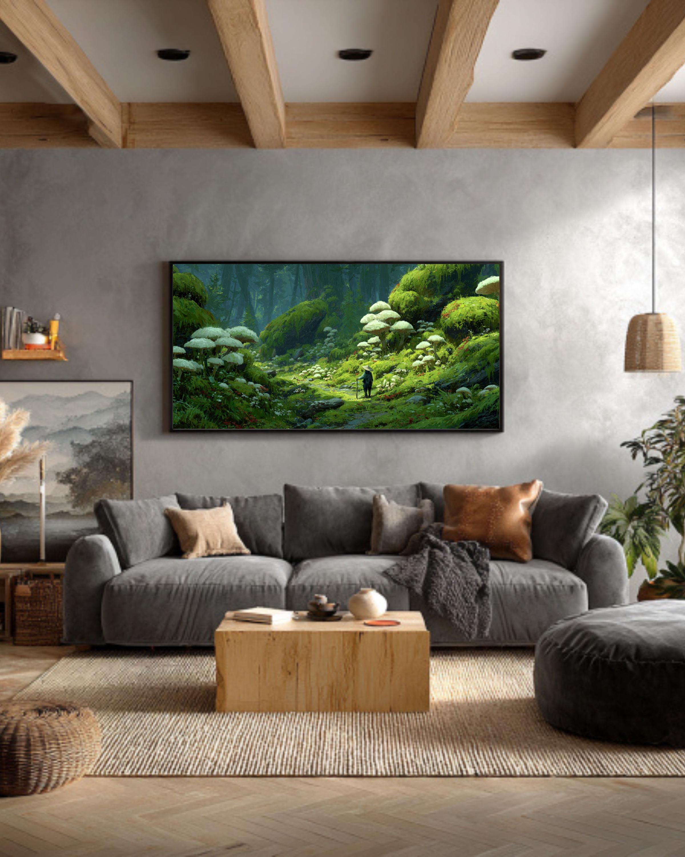 Mushroom Forest Canvas Print â€“ McQuarrie & Miyazaki Inspired Fantasy Art Canvas Wall Art Print – Premium Home Decor