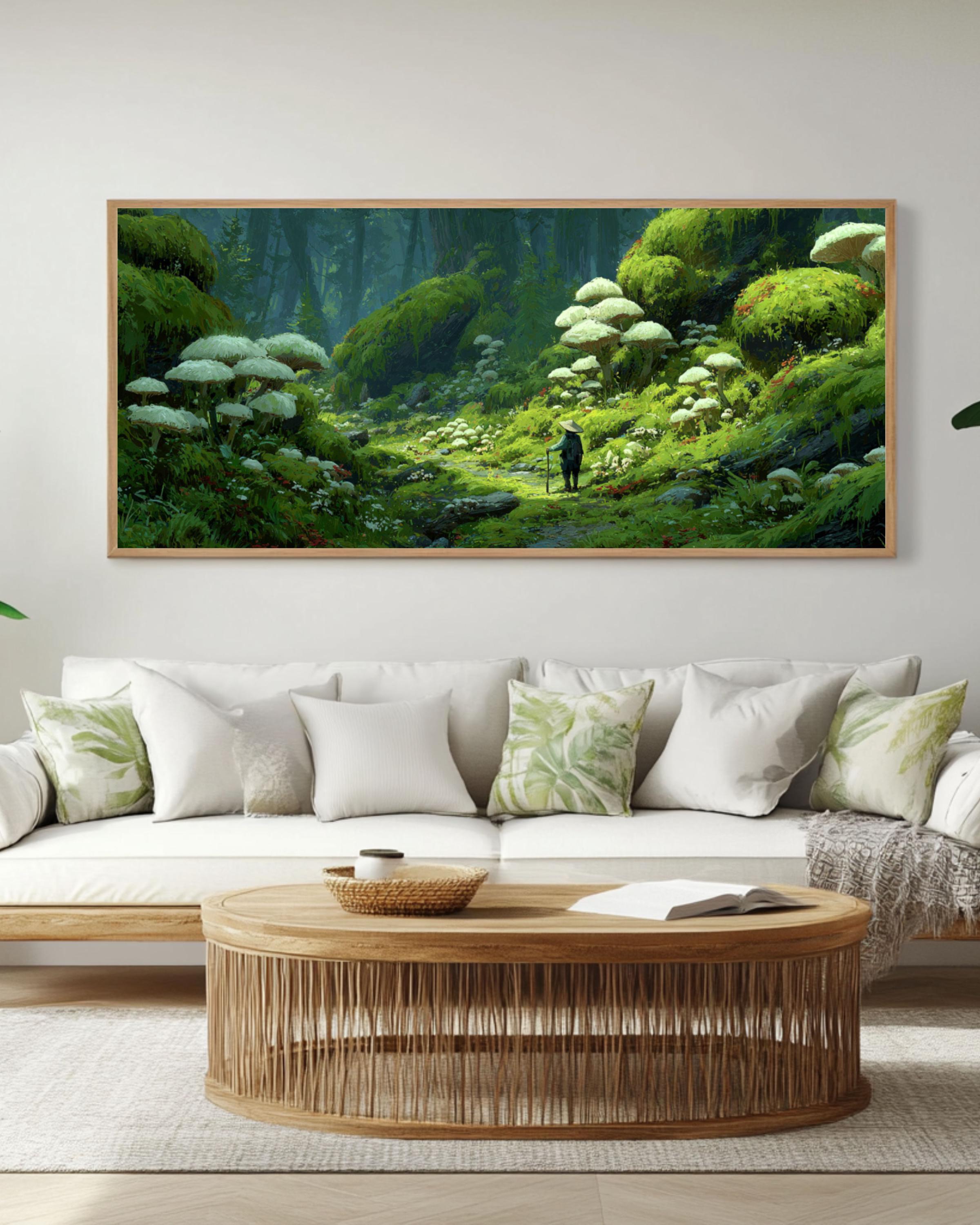 Mushroom Forest Canvas Print â€“ McQuarrie & Miyazaki Inspired Fantasy Art Canvas Wall Art Print – Premium Home Decor