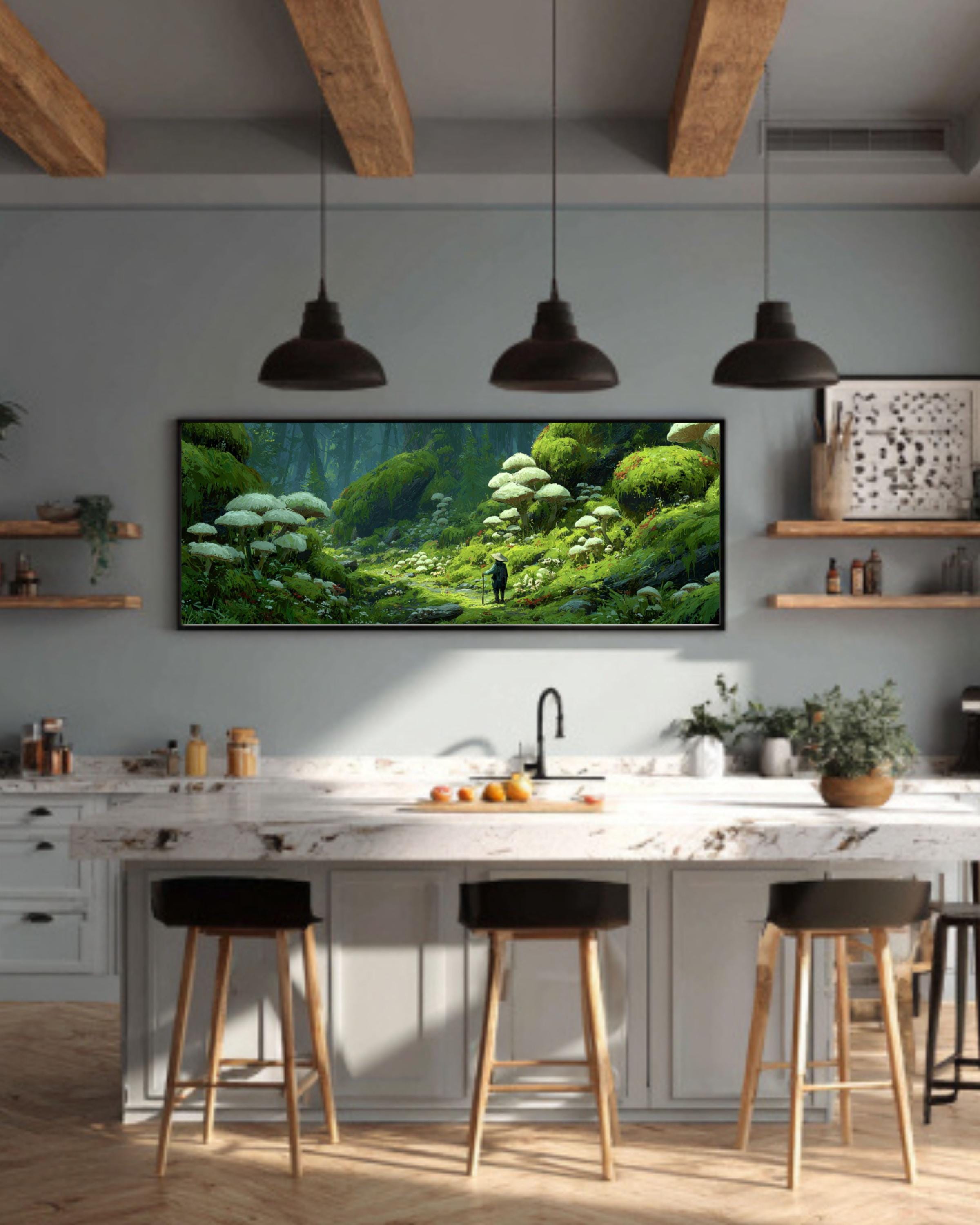 Mushroom Forest Canvas Print â€“ McQuarrie & Miyazaki Inspired Fantasy Art Canvas Wall Art Print – Premium Home Decor