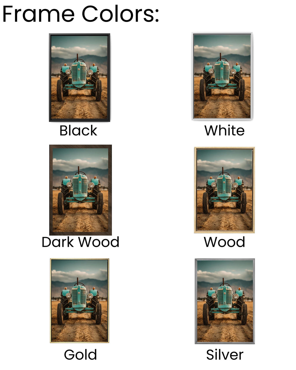 Turquoise Vintage Tractor Wall Art – Retro Farmhouse Photography Print