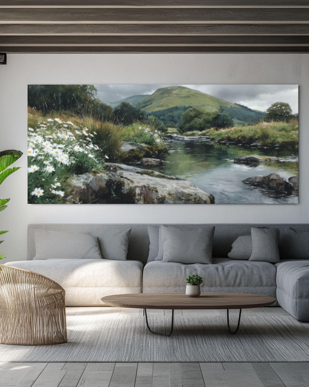 English Riverbank Art â€“ Watercolor Landscape Canvas Print Canvas Wall Art Print – Premium Home Decor