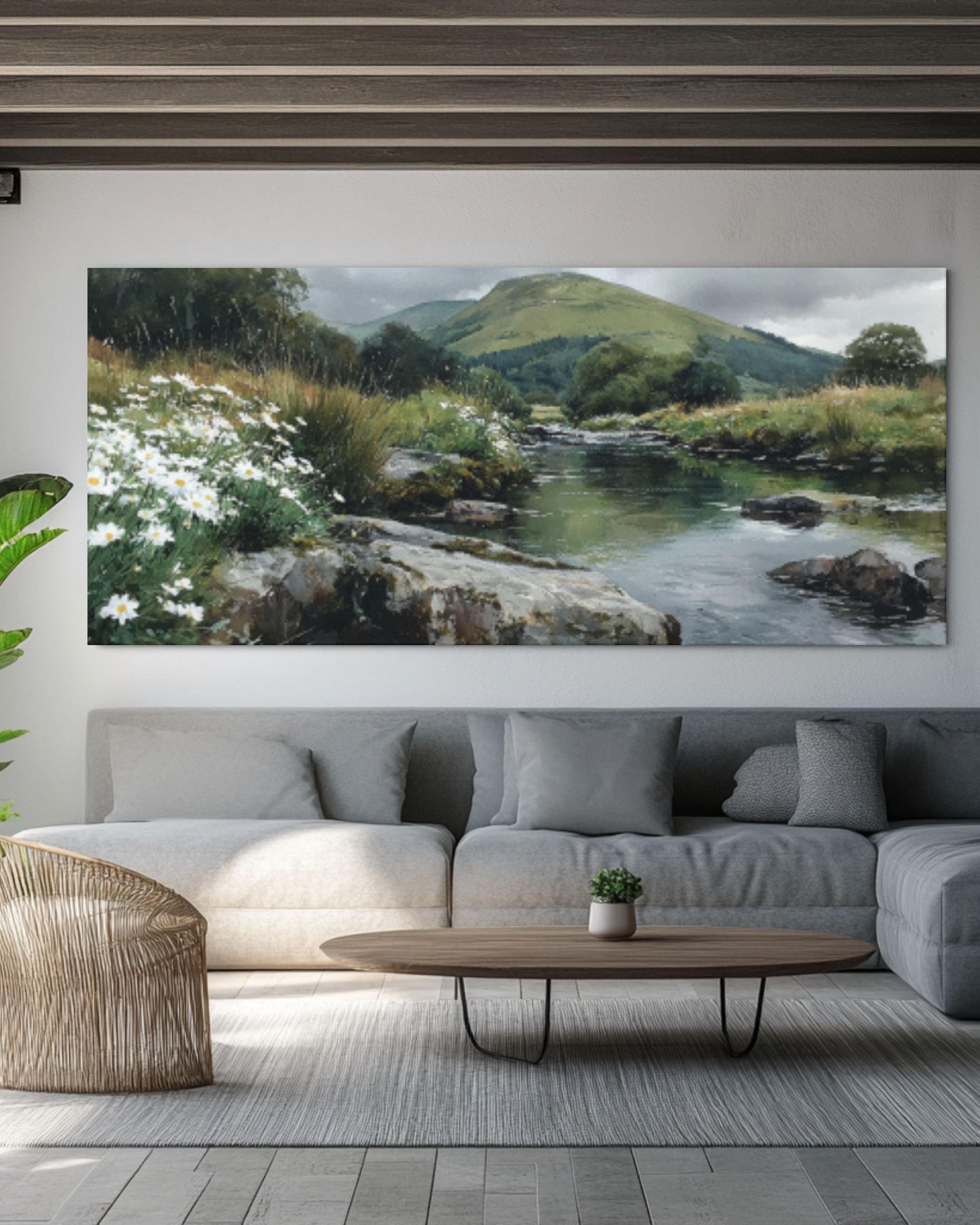 English Riverbank Art â€“ Watercolor Landscape Canvas Print Canvas Wall Art Print – Premium Home Decor
