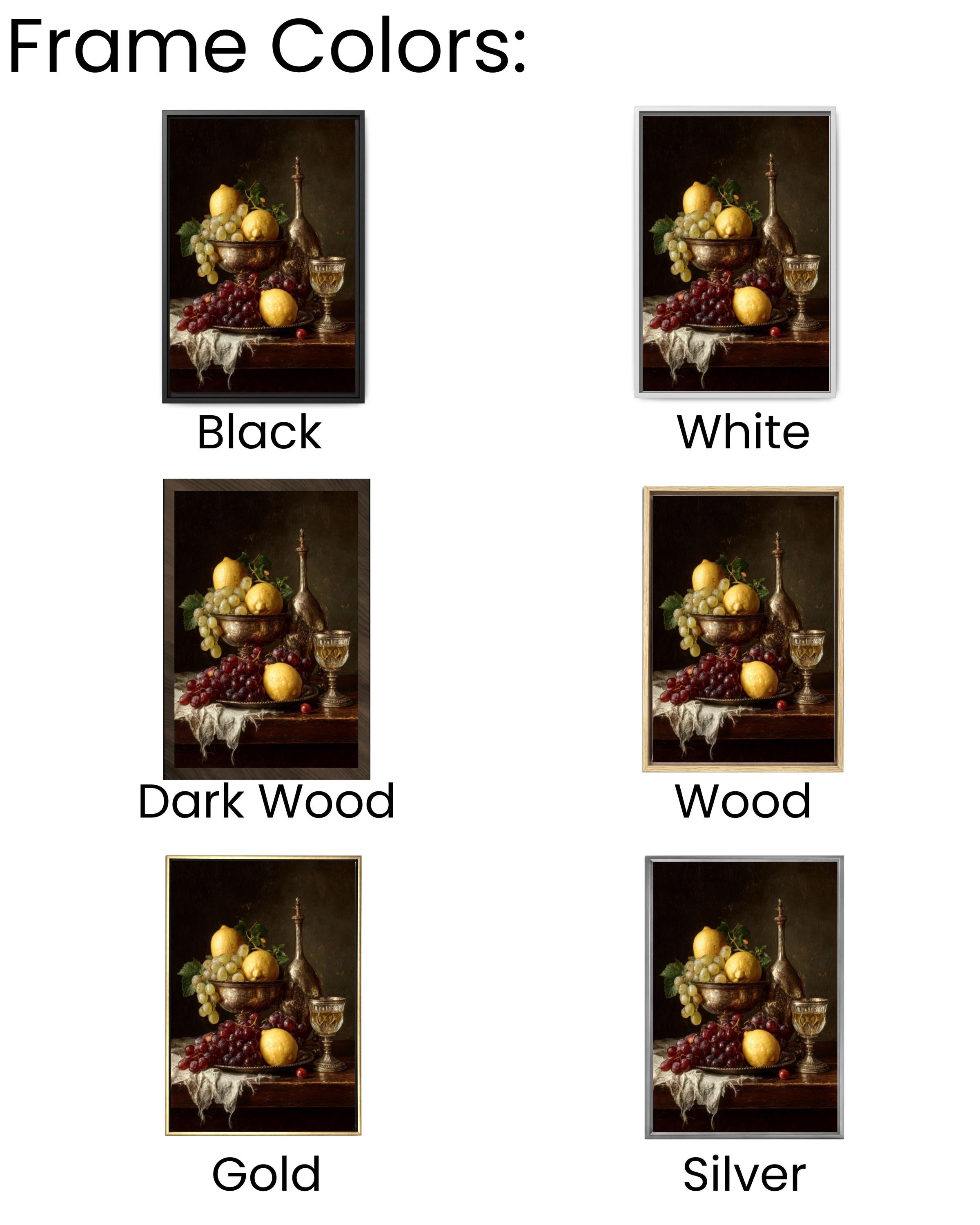 Baroque Still Life Lemon and Grapes Canvas Art – Classic Fruit Painting
