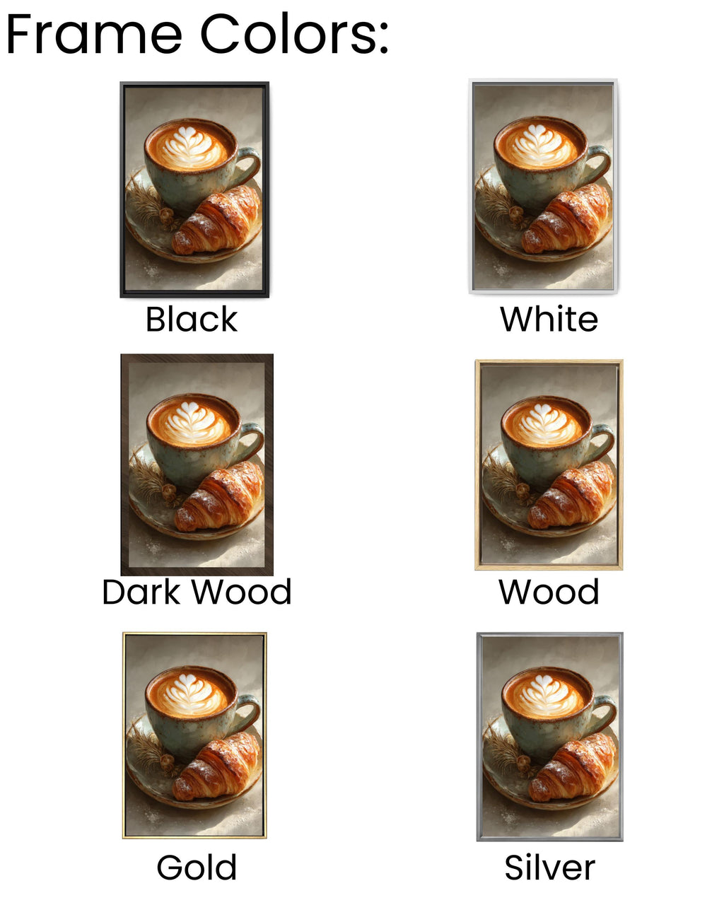 Latte Art and Croissant Wall Art – Café Style Coffee Painting