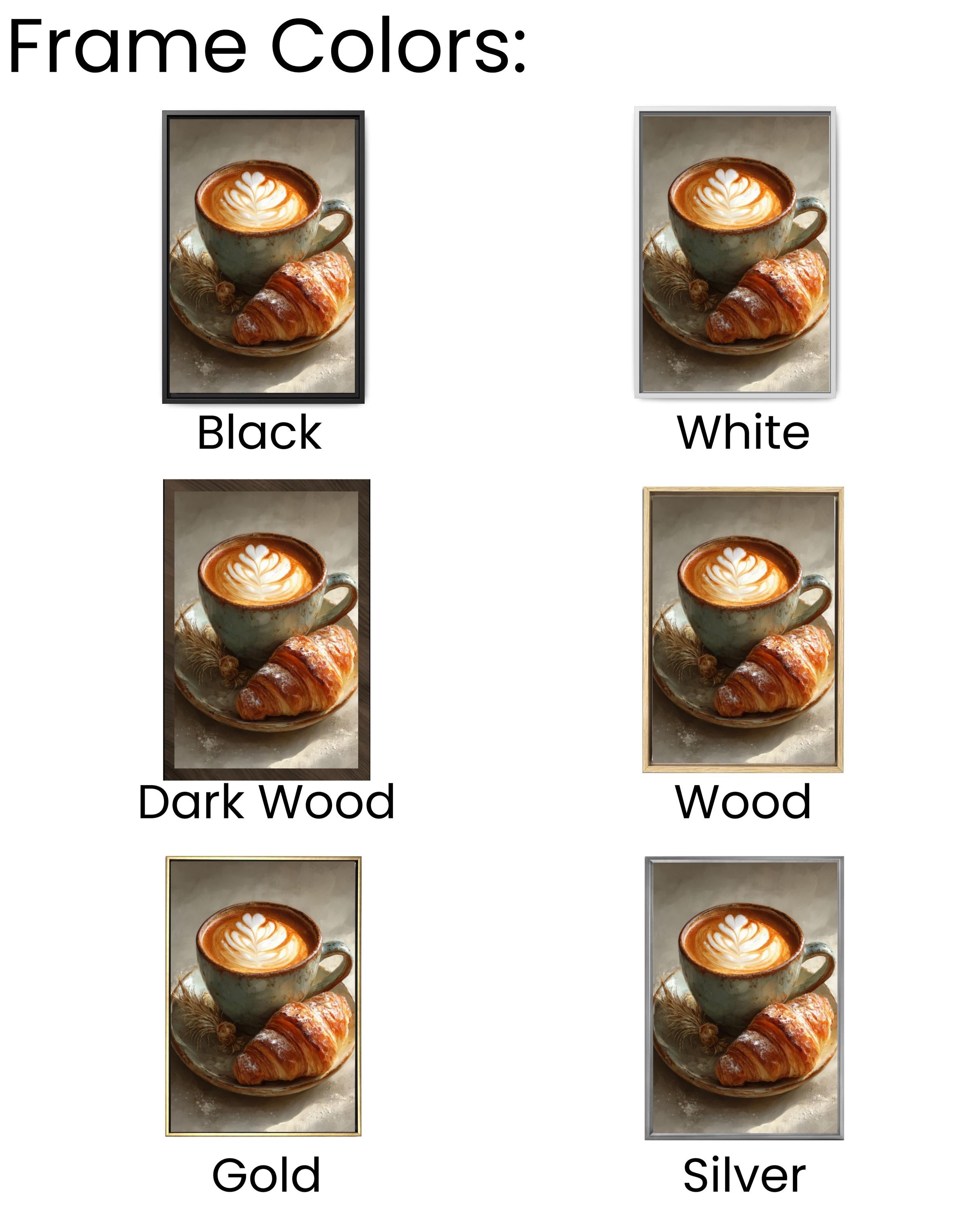 Latte Art and Croissant Wall Art – Café Style Coffee Painting