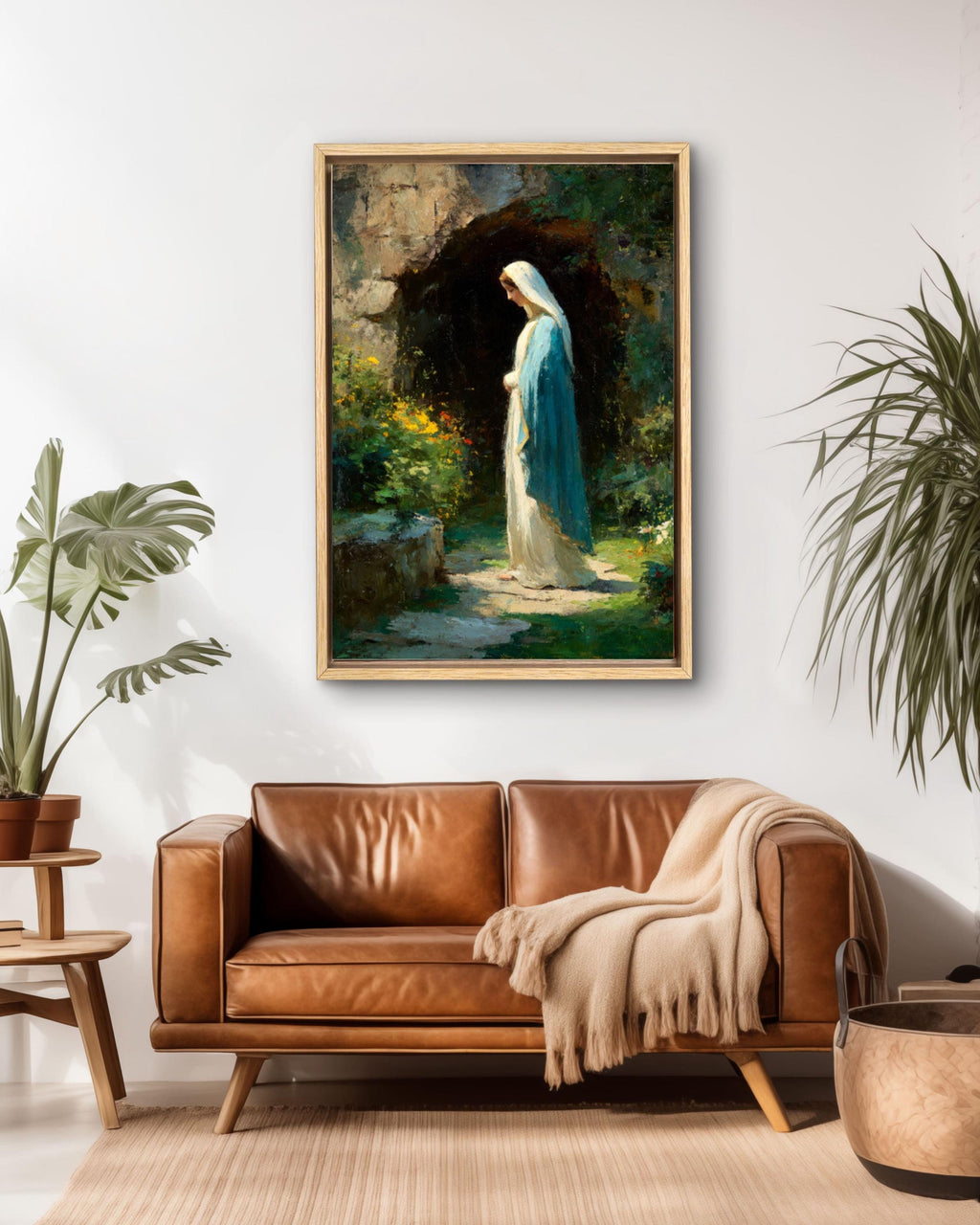 Lourdes Grotto Virgin Mary Canvas Art – Catholic Decor