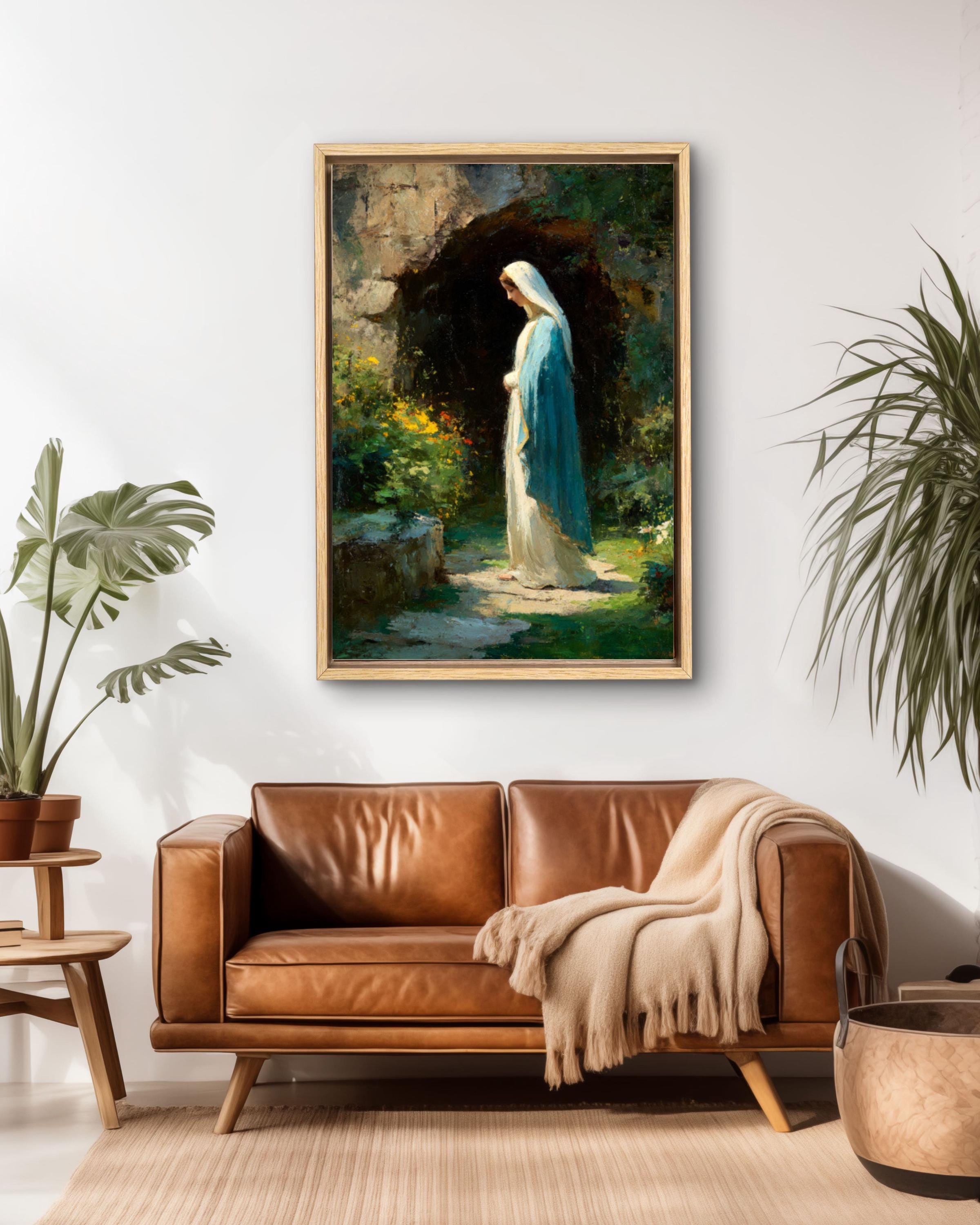 Lourdes Grotto Virgin Mary Canvas Art – Catholic Decor