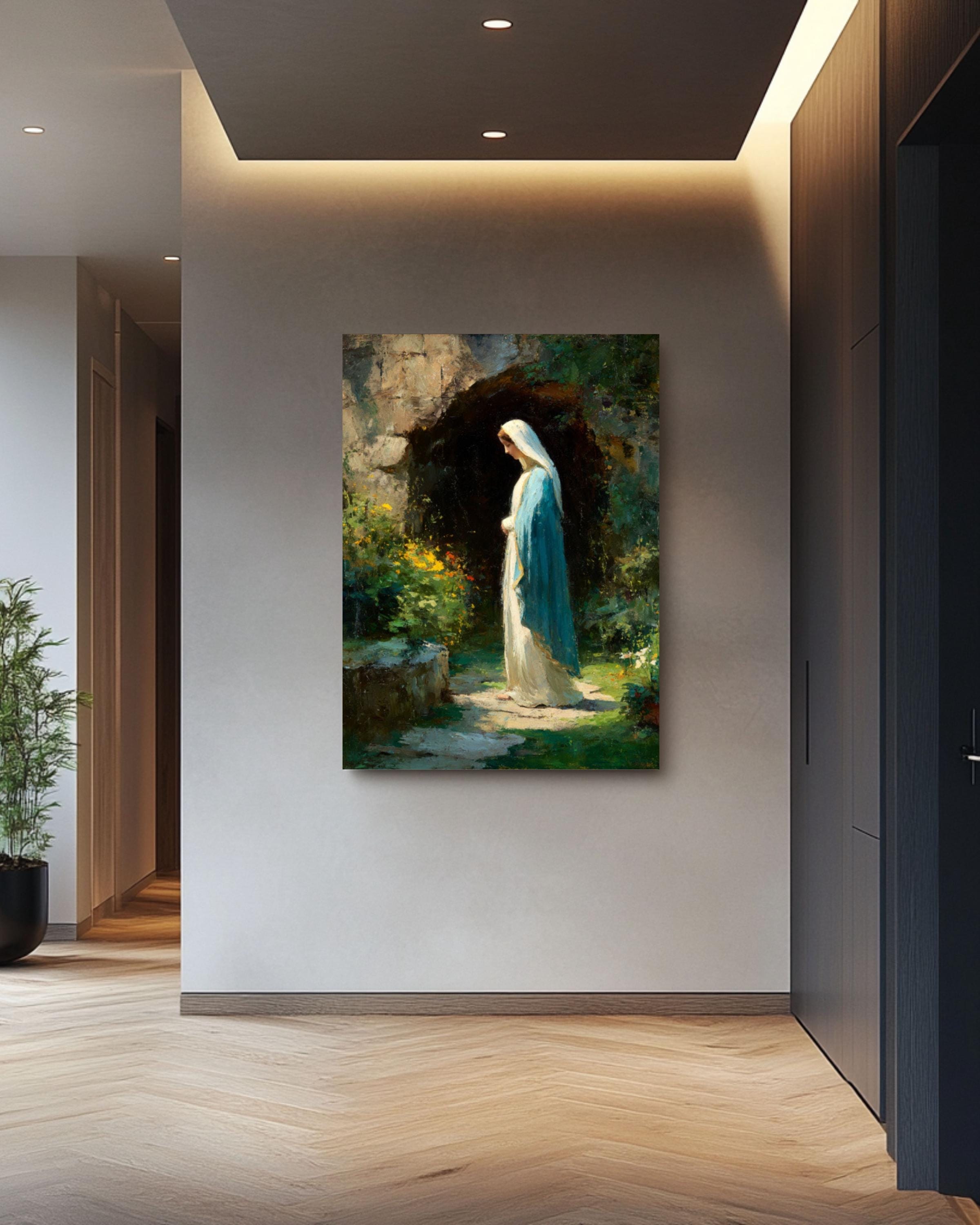 Lourdes Grotto Virgin Mary Canvas Art – Catholic Decor