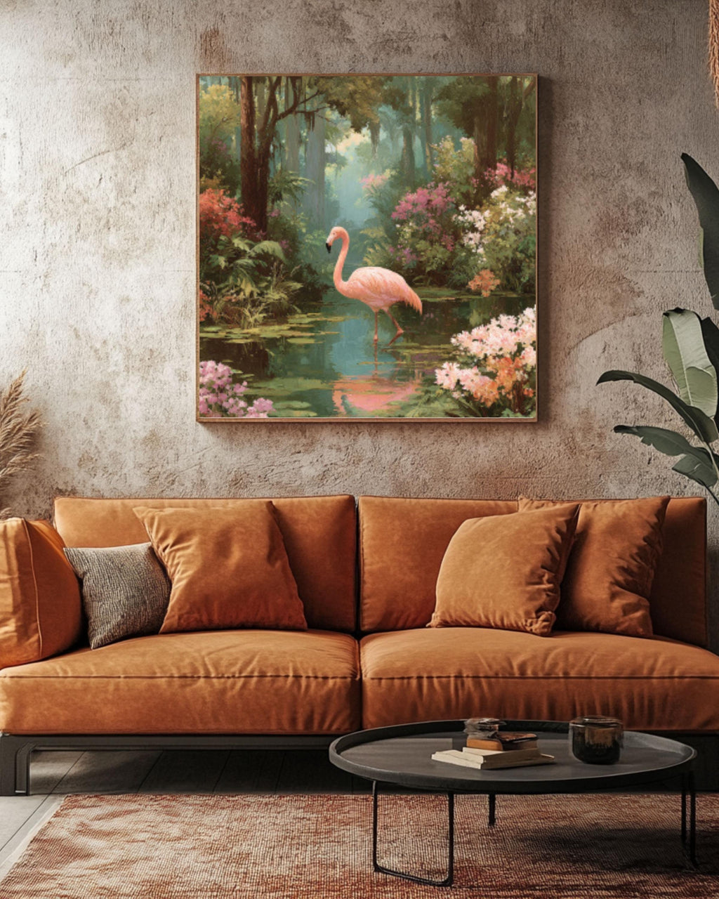 Enchanted Flamingo Swamp Canvas Art – Mystical Wildlife