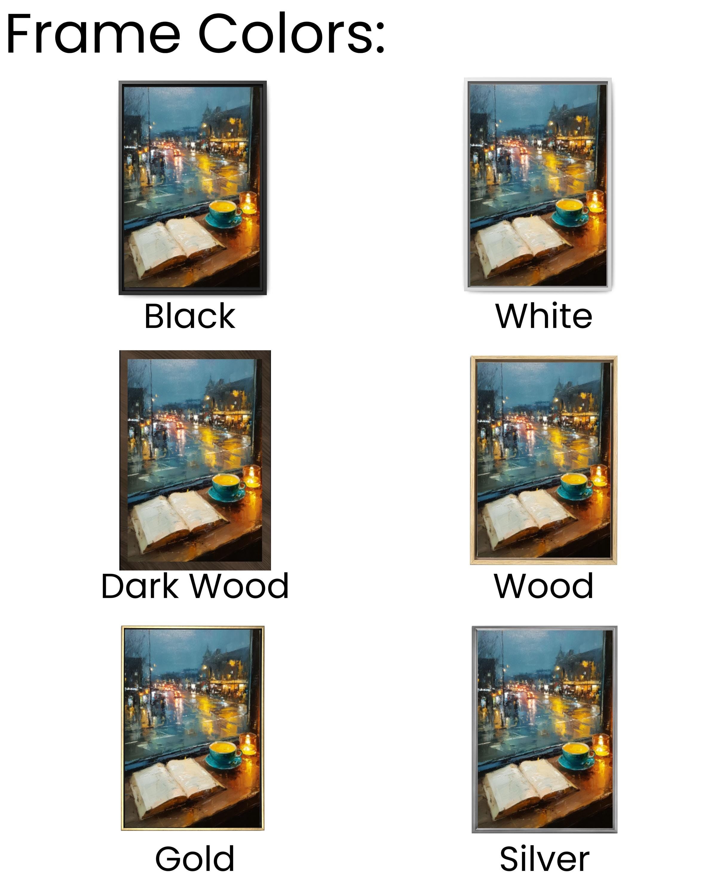 Cozy Café Window Canvas Art – Coffee & Book Painting