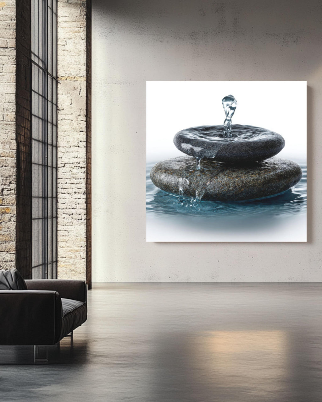 Zen Water Stone Canvas Art – Minimalist Spa Decor