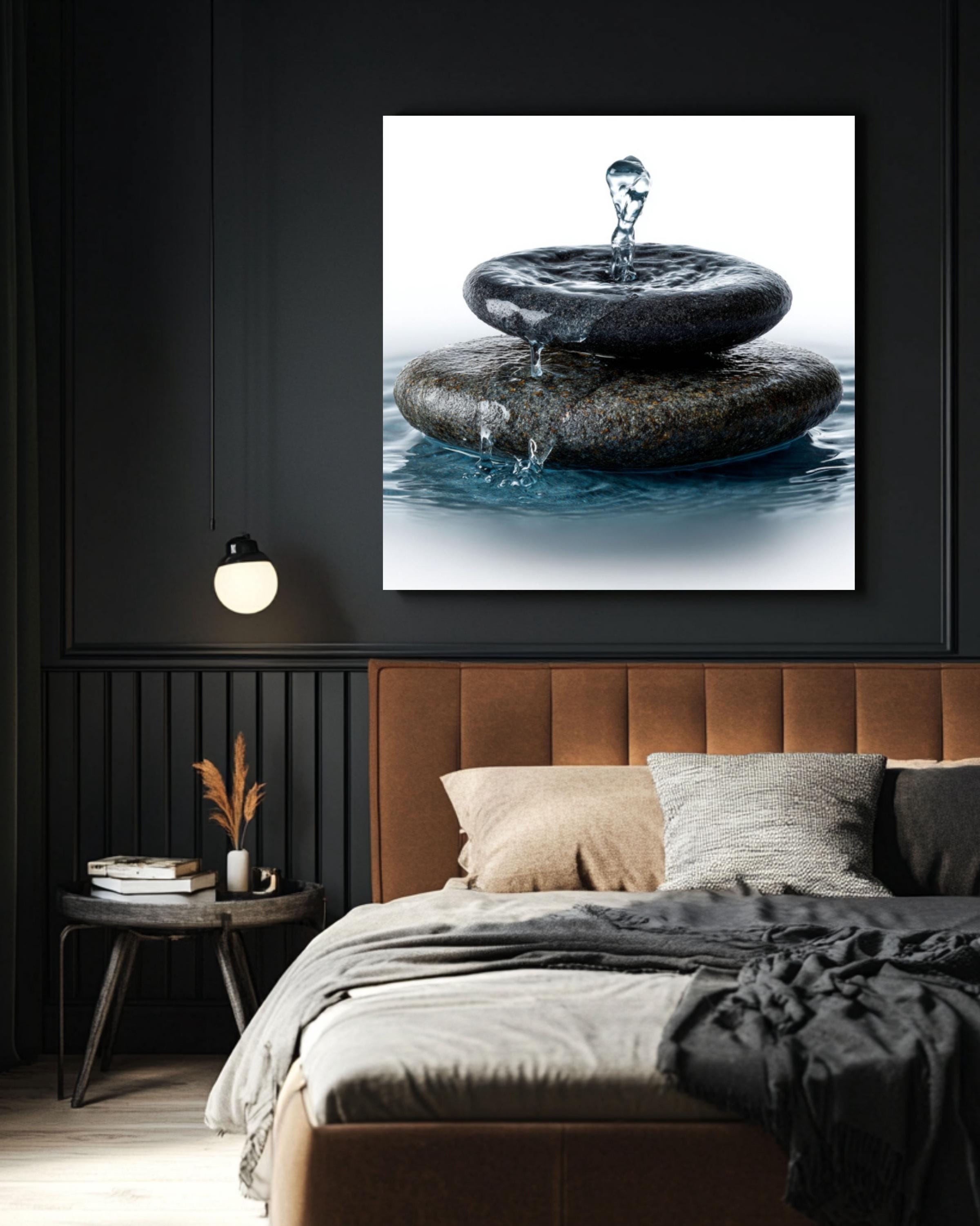 Zen Water Stone Canvas Art – Minimalist Spa Decor