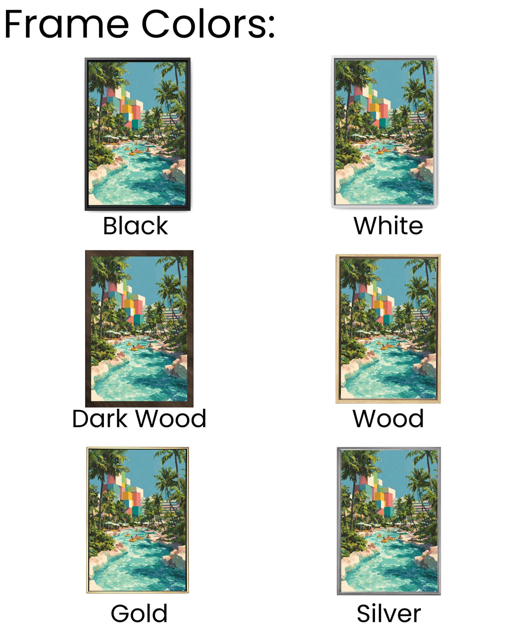 Miami Water Park Gouache Art Print – Colorful Retro Summer Scene