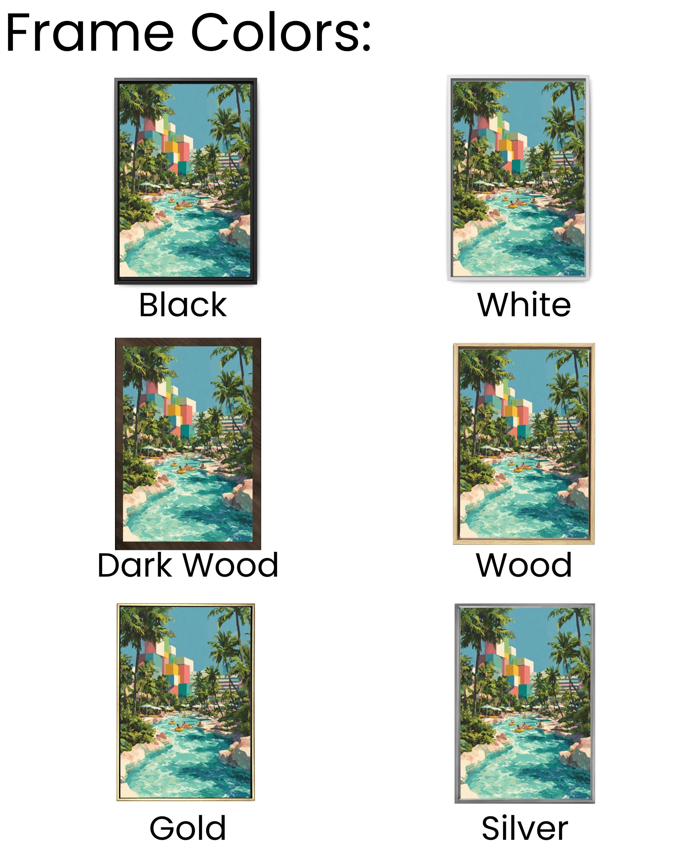 Miami Water Park Gouache Art Print – Colorful Retro Summer Scene