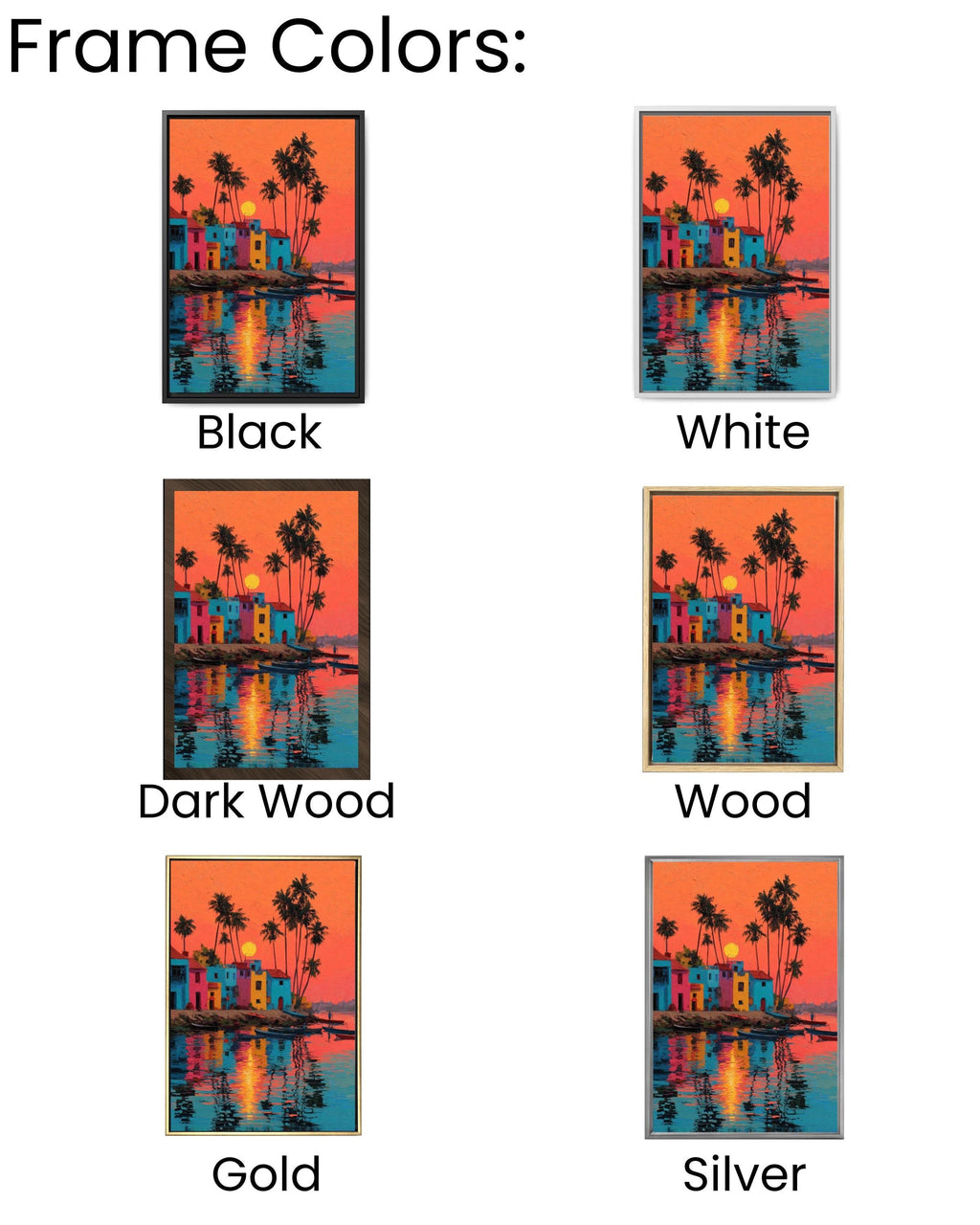 Tropical Beach Sunset Canvas Wall Art – Palm Trees & Indian Architecture